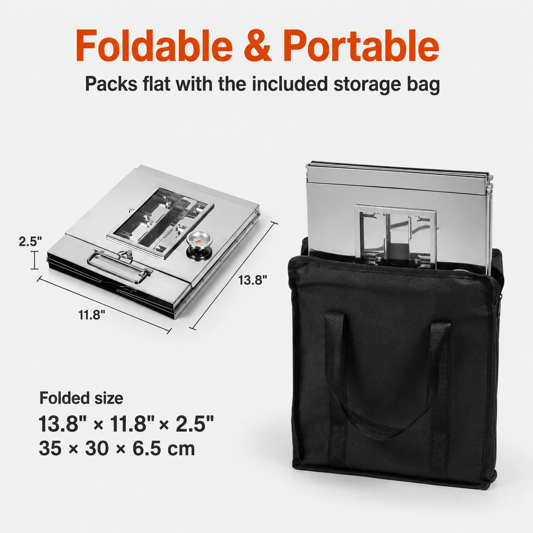 Four de camping pliable en acier inoxydable avec grille à 3 niveaux pour cuisinière au propane, cuisson en plein air 