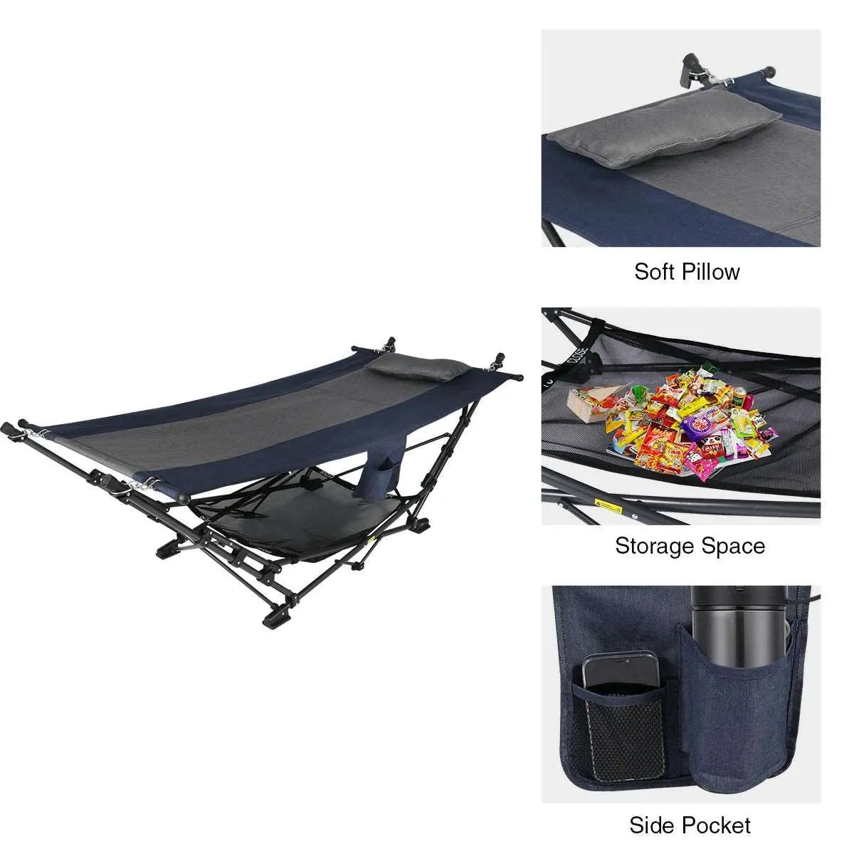 Freestanding Portable Hammock with Stand for Outdoor Yard Beach, 300lbs Capacity - Redcamp