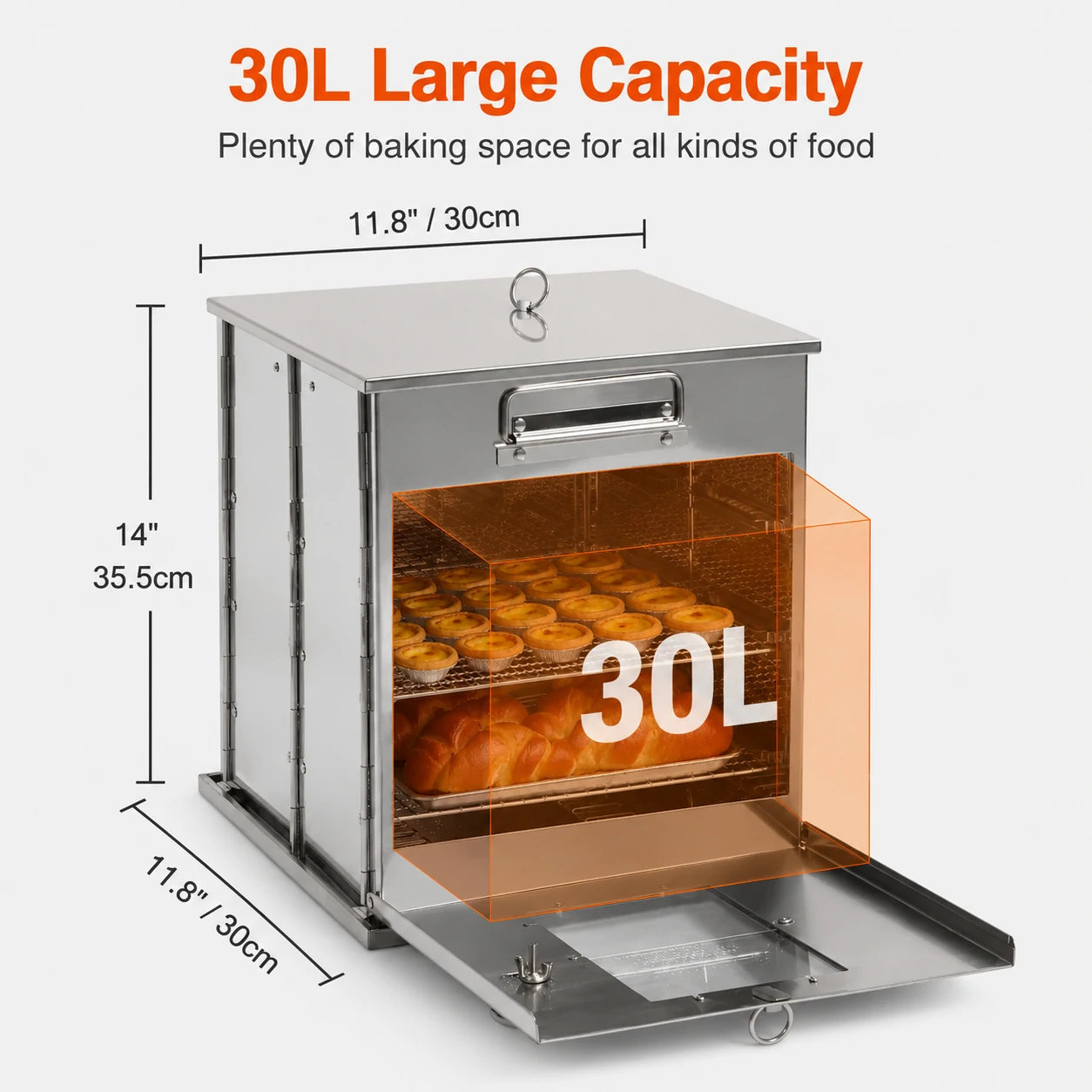 Four de camping pliable en acier inoxydable avec grille à 3 niveaux pour cuisinière au propane, cuisson en plein air 