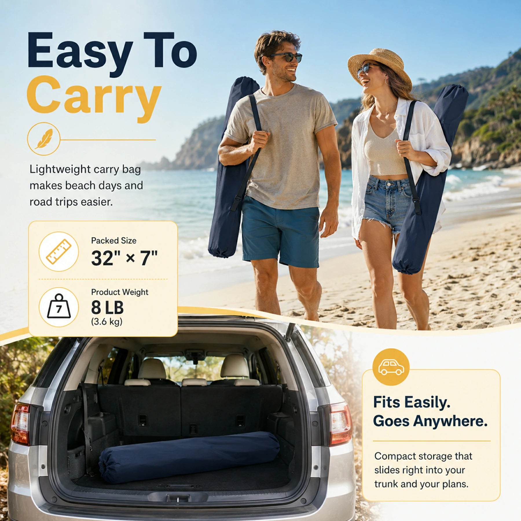 Low Beach Chair with High Back for Adults