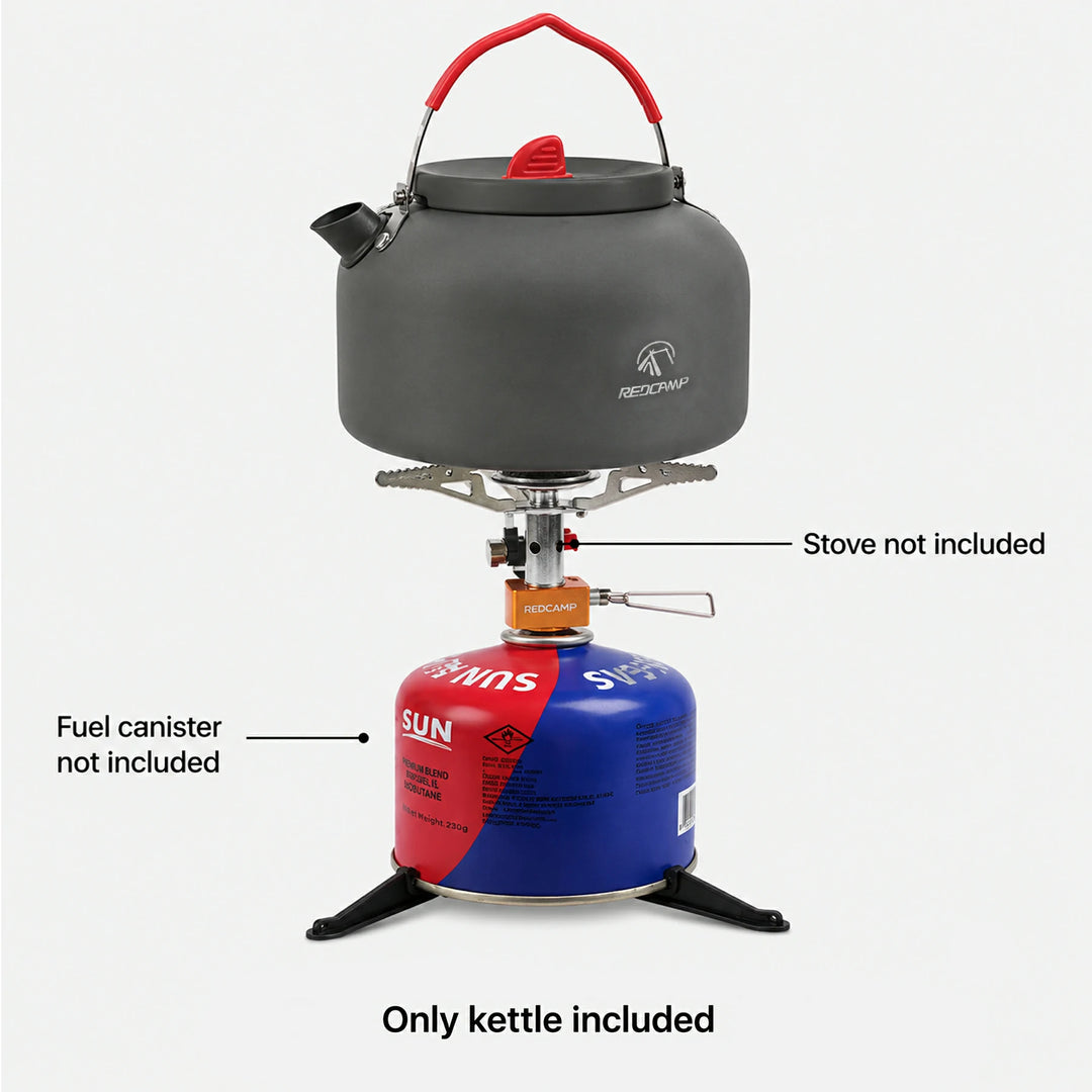 Bouilloire de camping en aluminium avec sac de transport, 0,8 L/0,9 L/1,4 L/2 L