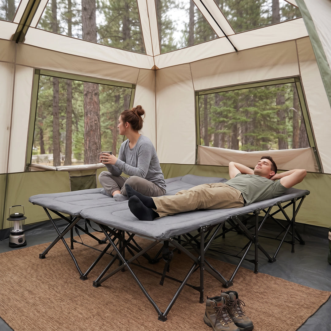 REDCAMP 2 Person Double Camping Cot with Mattress, 59-Inch Wide, Near Queen Size