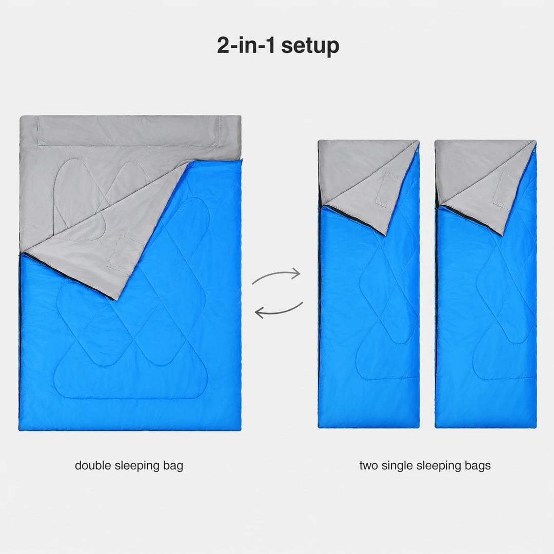 Lightweight 2-Person Rectangular Sleeping Bag 59–77°F