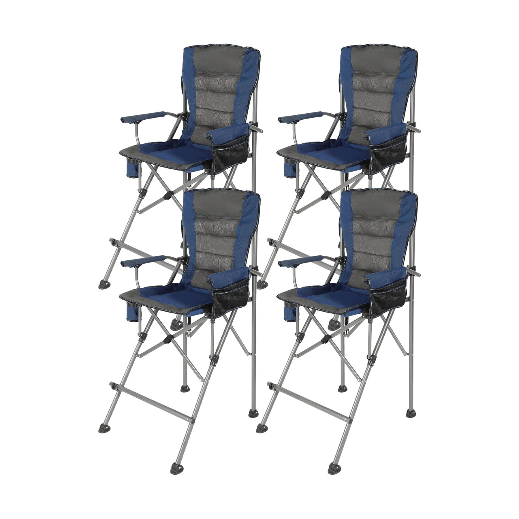 Extra Tall Folding Chair, Bar Height Foldable Director Chairs for Adults with High Back and Hard Arms, Support 330lbs
