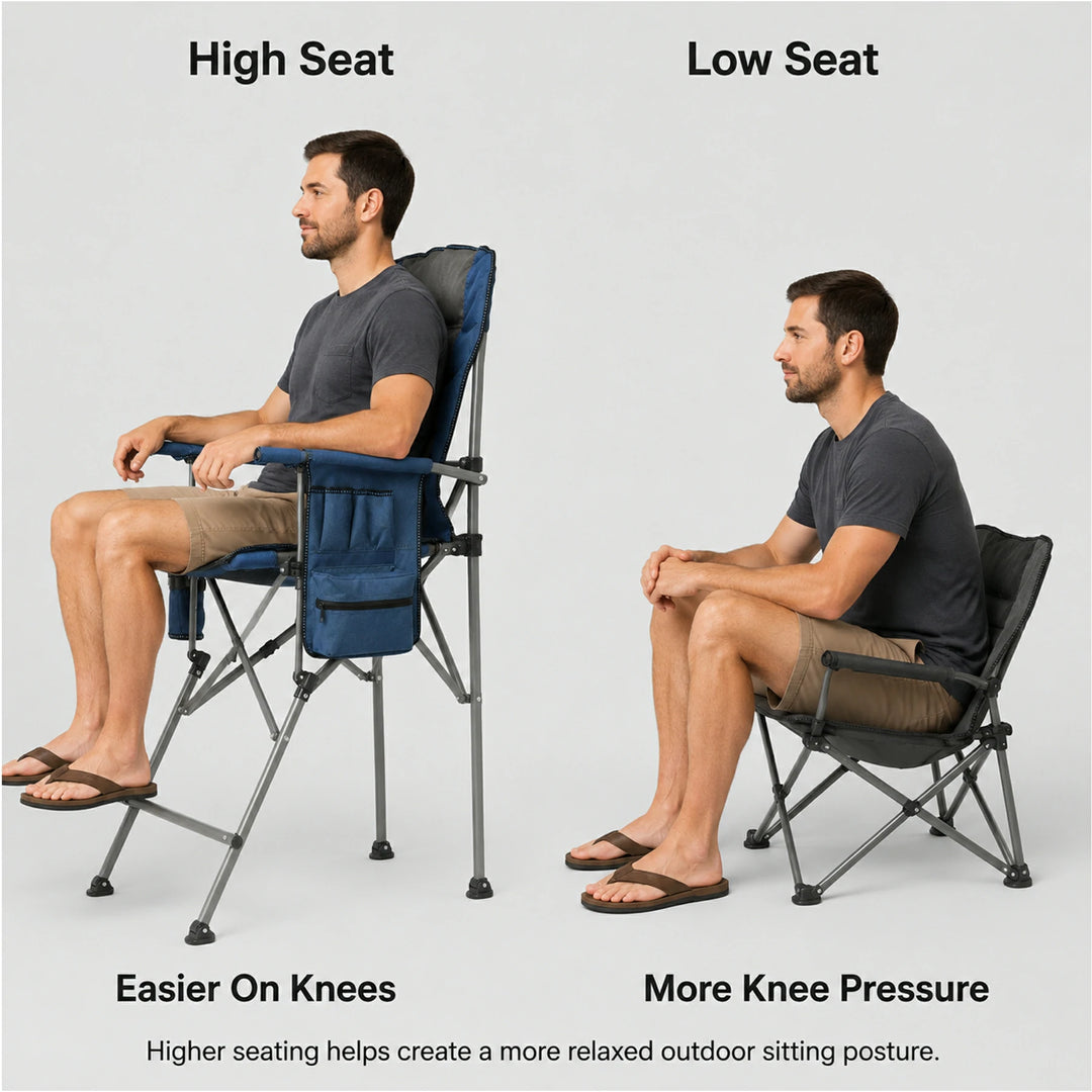 Chaise pliante extra haute, chaises de réalisateur pliables à hauteur de bar pour adultes avec dossier haut et accoudoirs rigides, supportant 330 lb