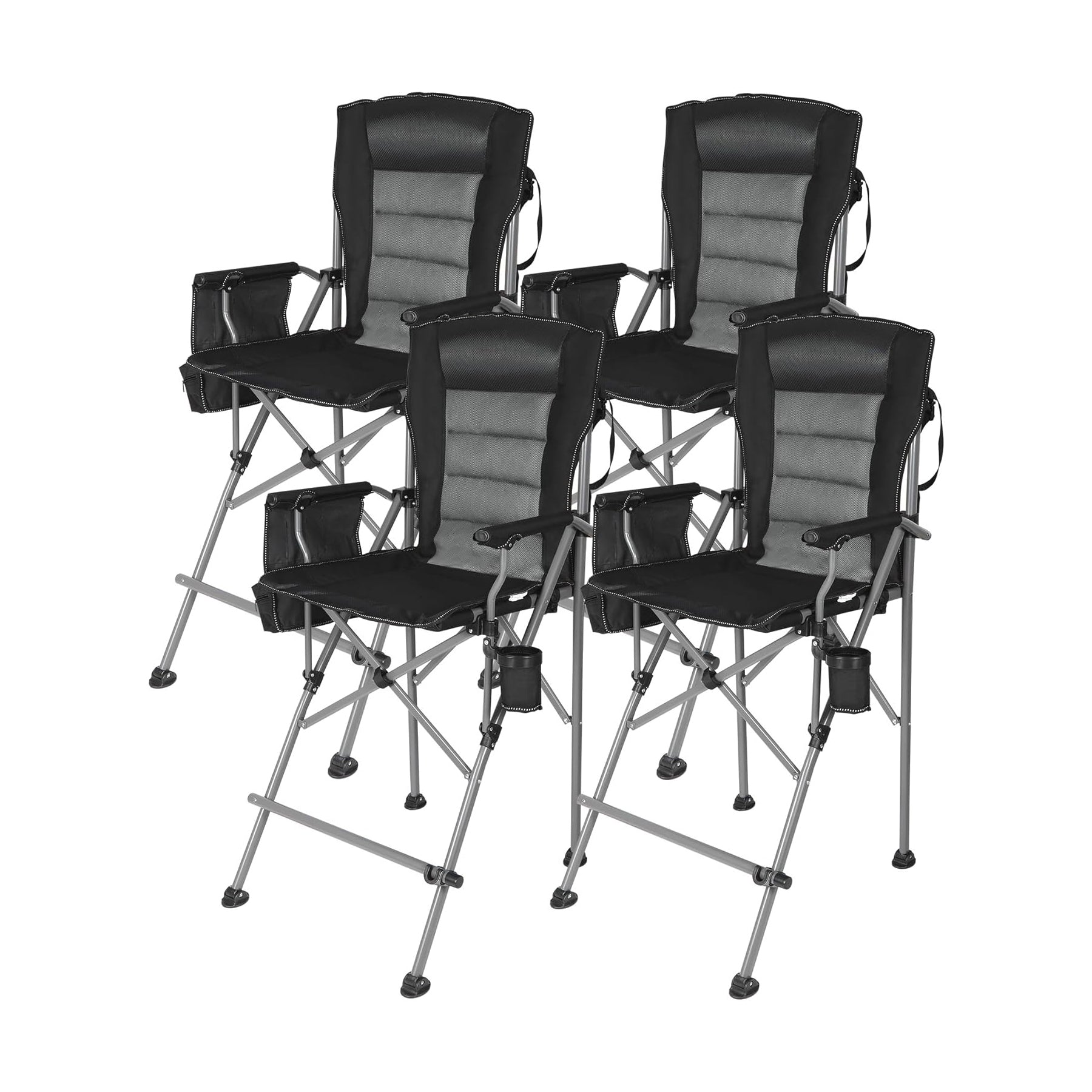 Extra Tall Folding Chair, Bar Height Foldable Director Chairs for Adults with High Back and Hard Arms, Support 330lbs