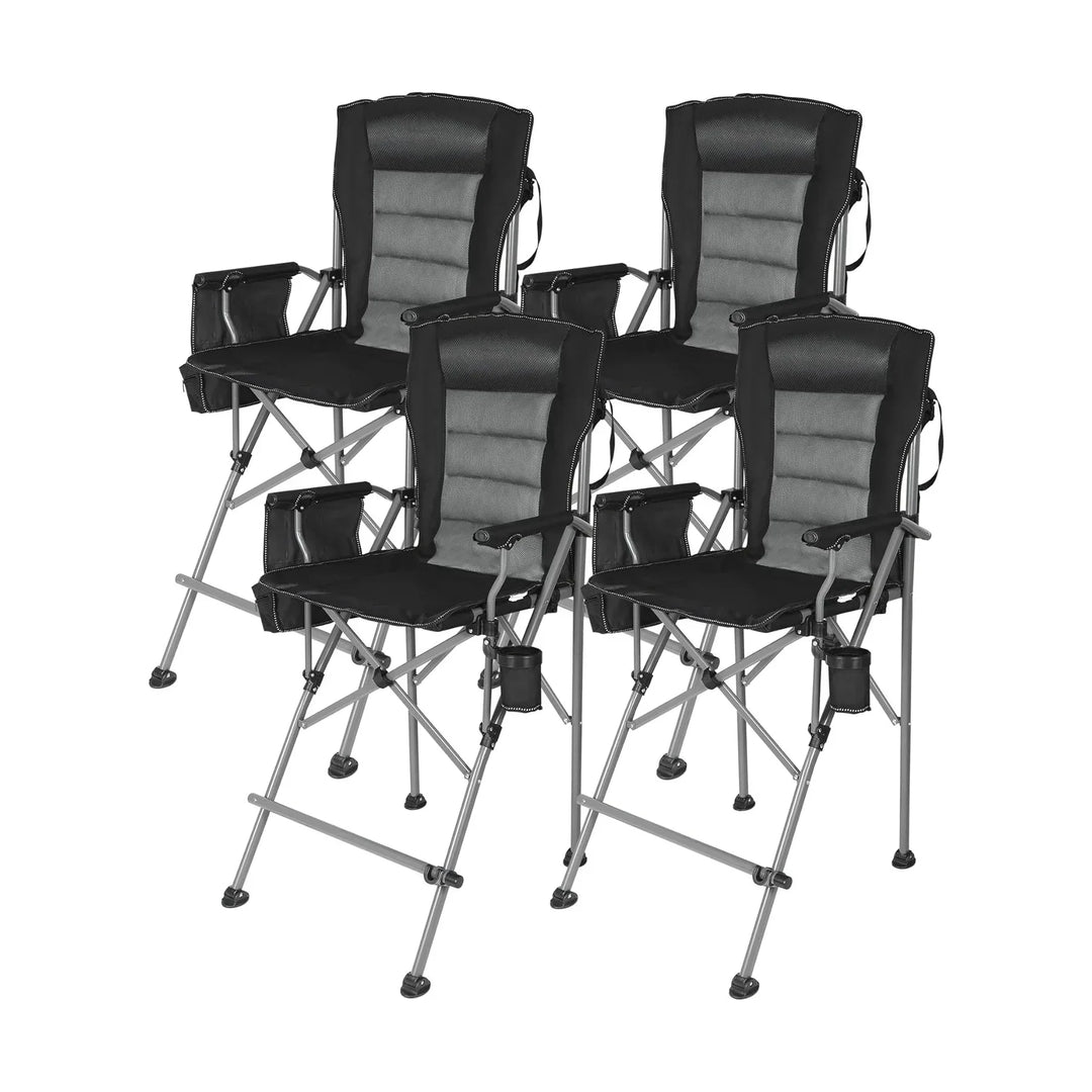 Chaise pliante extra haute, chaises de réalisateur pliables à hauteur de bar pour adultes avec dossier haut et accoudoirs rigides, supportant 330 lb