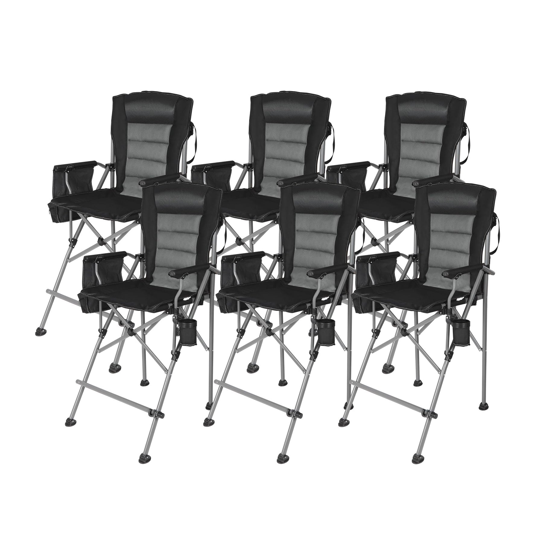 Extra Tall Folding Chair, Bar Height Foldable Director Chairs for Adults with High Back and Hard Arms, Support 330lbs