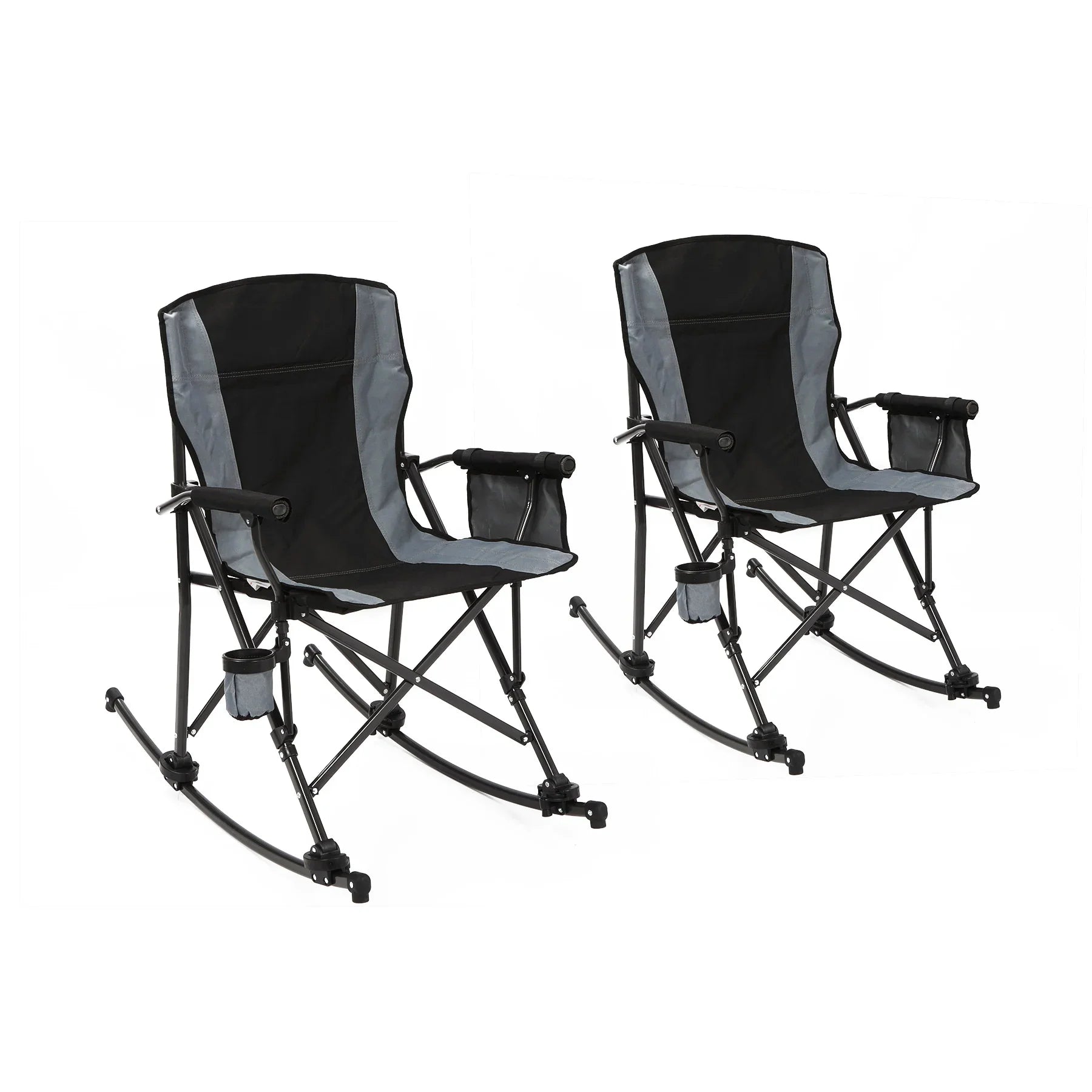 Rocking Camping Chair Portable Outdoor Rocker with High Back and Cup Holder