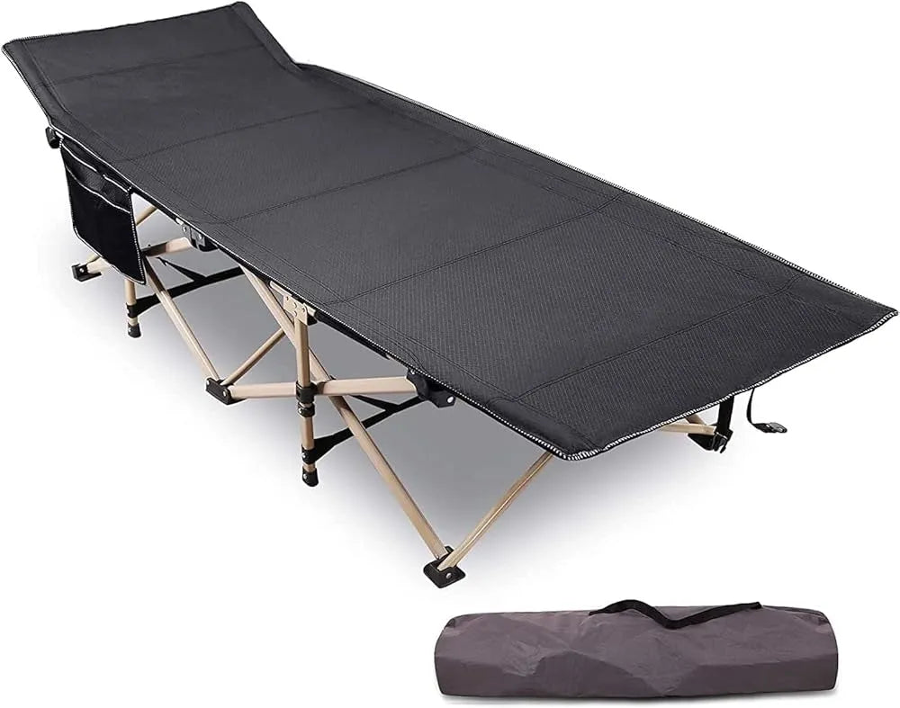 Lits de camp pliants pour adultes, très résistants, bleu-gris 