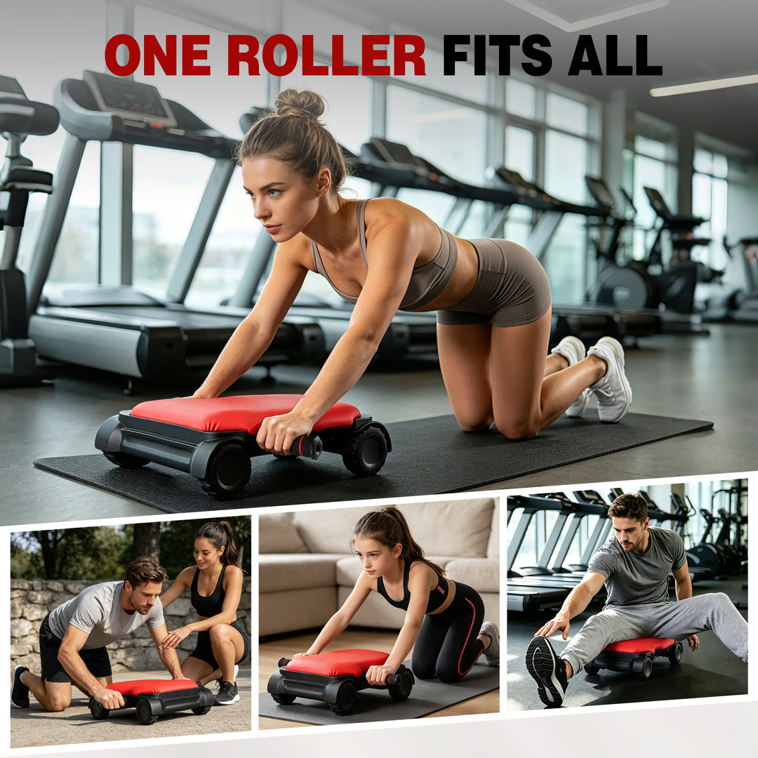 Auto-Rebound 4-Wheel Ab Roller Board