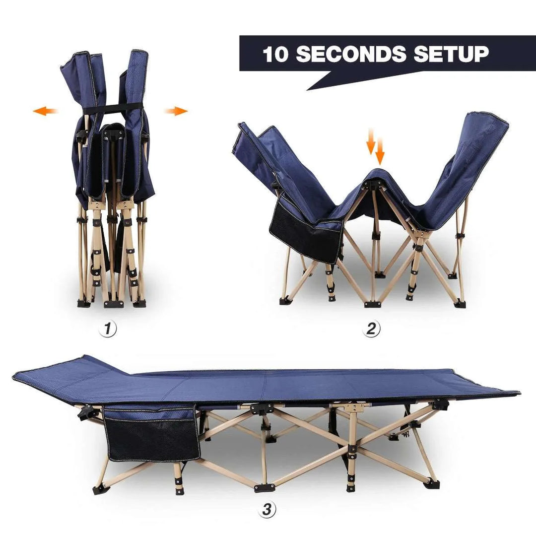 Folding Camping Cots for Adults Heavy Duty, Blue Grey - Redcamp