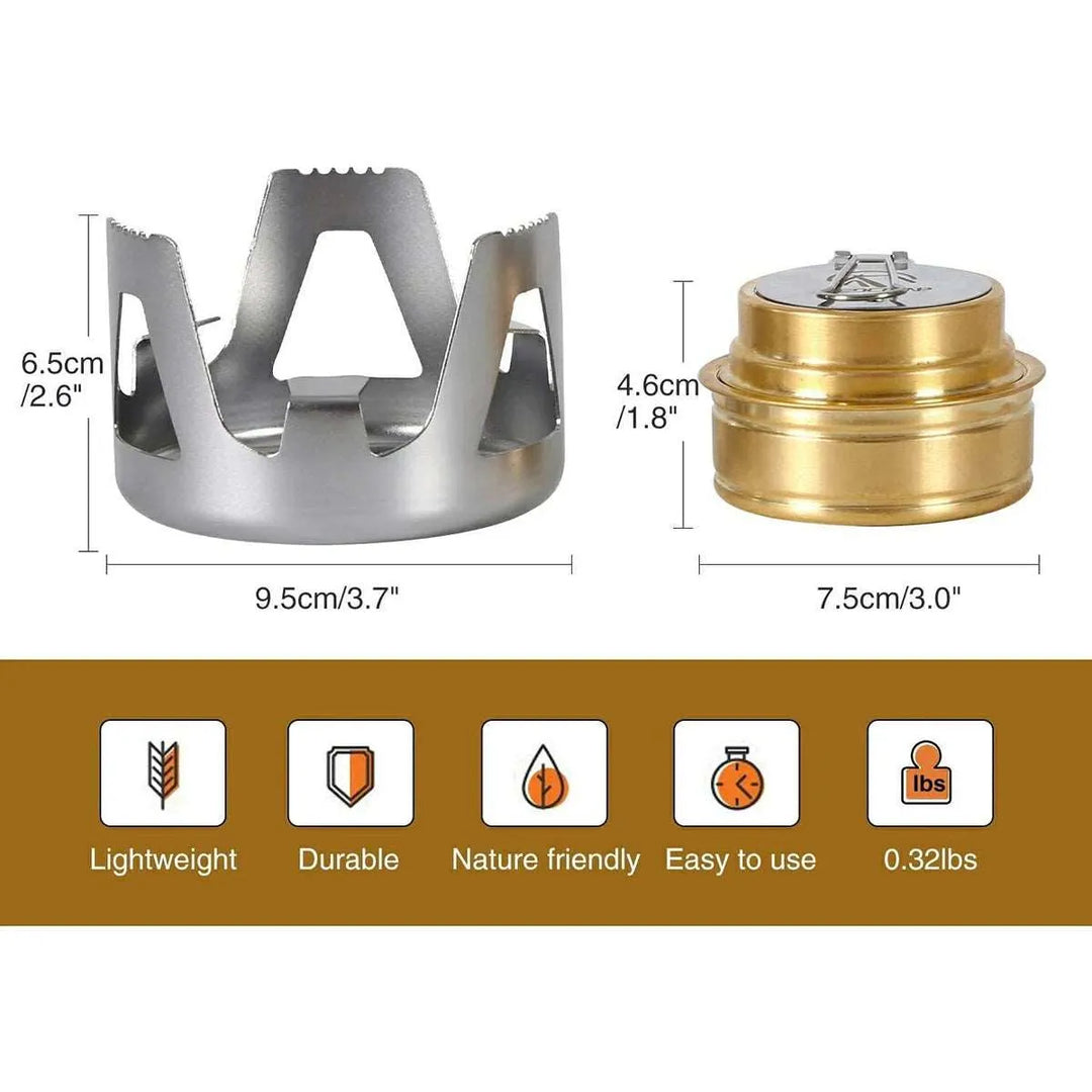 Mini Alcohol Stove with Aluminium Stand for Backpacking - Redcamp