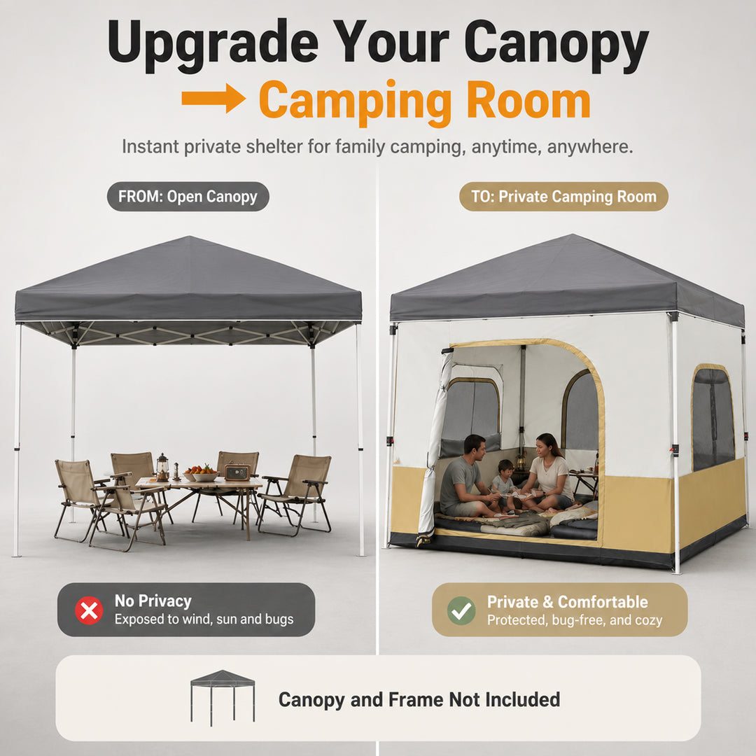Tente intérieure de camping cubique pour auvent escamotable de 10'x10' (auvent et cadre non inclus) 