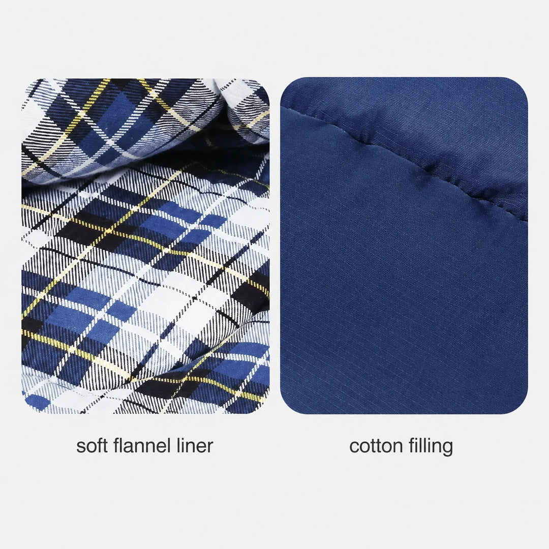 Sac de couchage de camping pour adulte avec doublure en flanelle de coton, rouge et bleu 