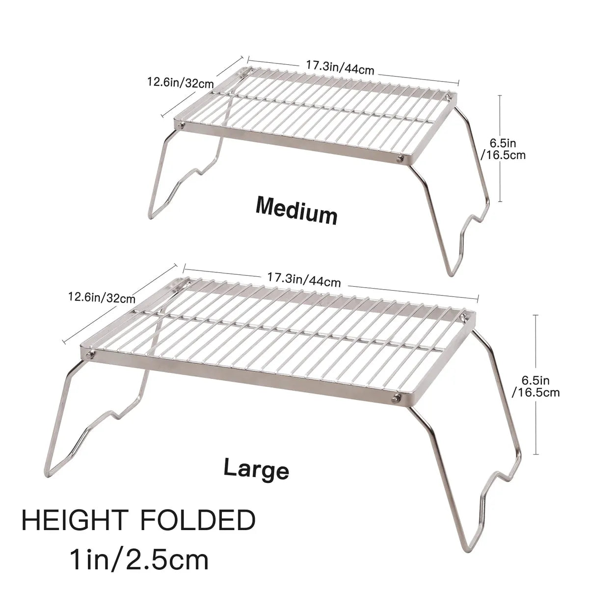 Portable Folding Campfire Grill 304 Stainless Steel Grate with Carrying Bag - Redcamp
