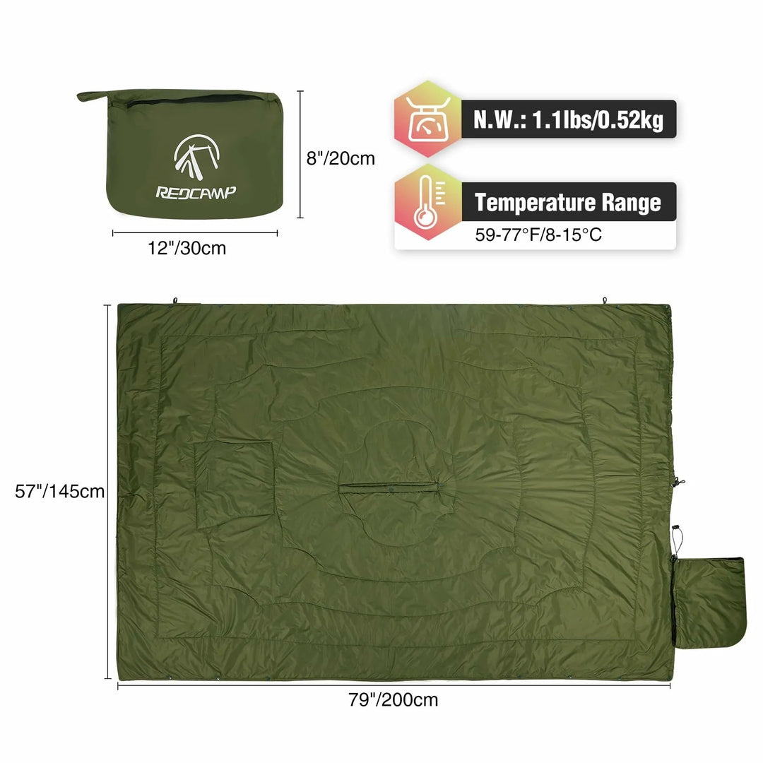 Wearable Waterproof Camping Blanket with Hood - Redcamp