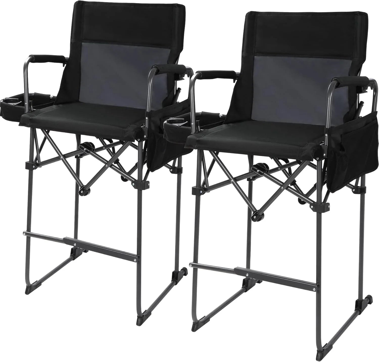 Chaise pliante extra haute, chaises de réalisateur pliables à hauteur de bar pour adultes avec dossier haut et accoudoirs rigides, supportant 330 lb