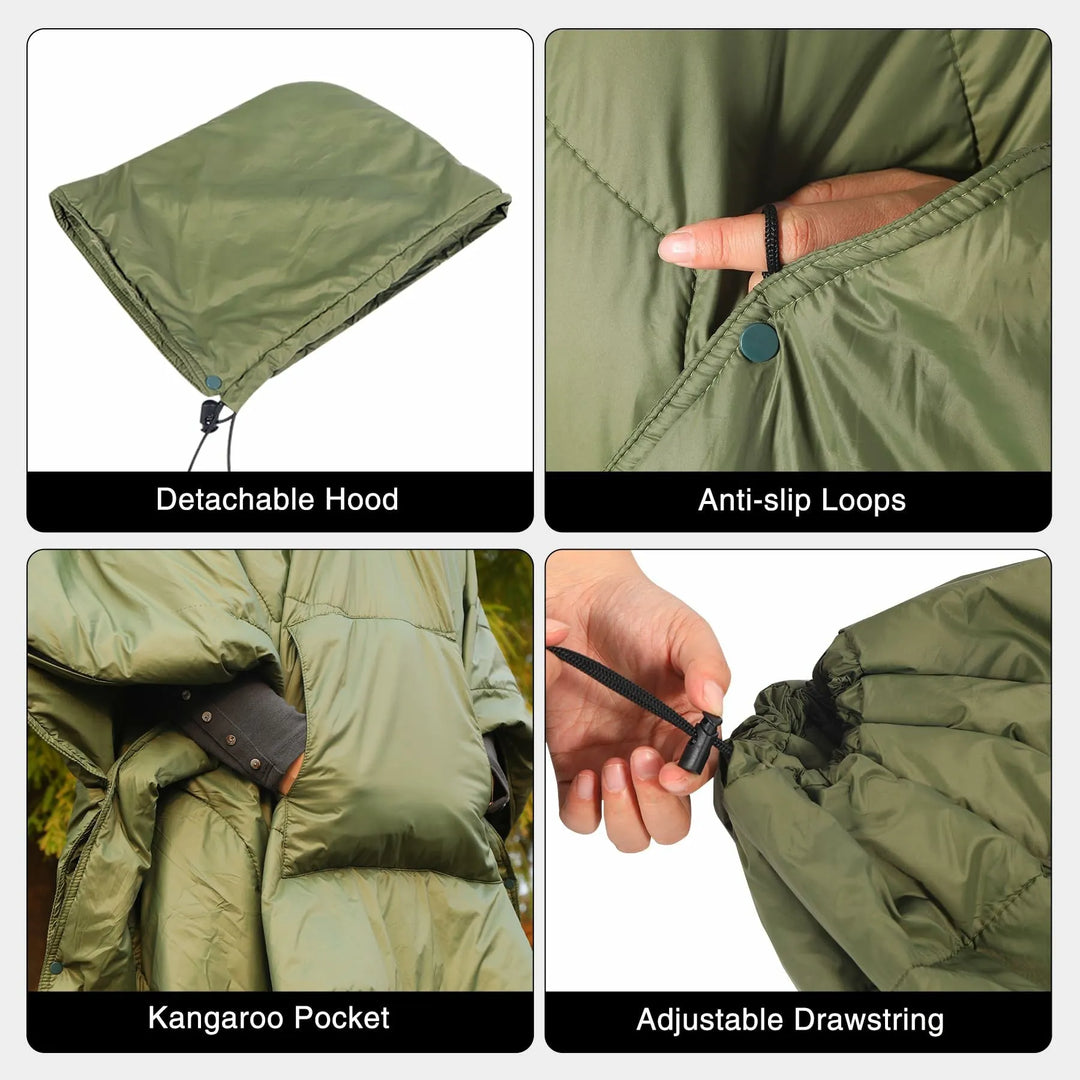 Wearable Waterproof Camping Blanket with Hood - Redcamp