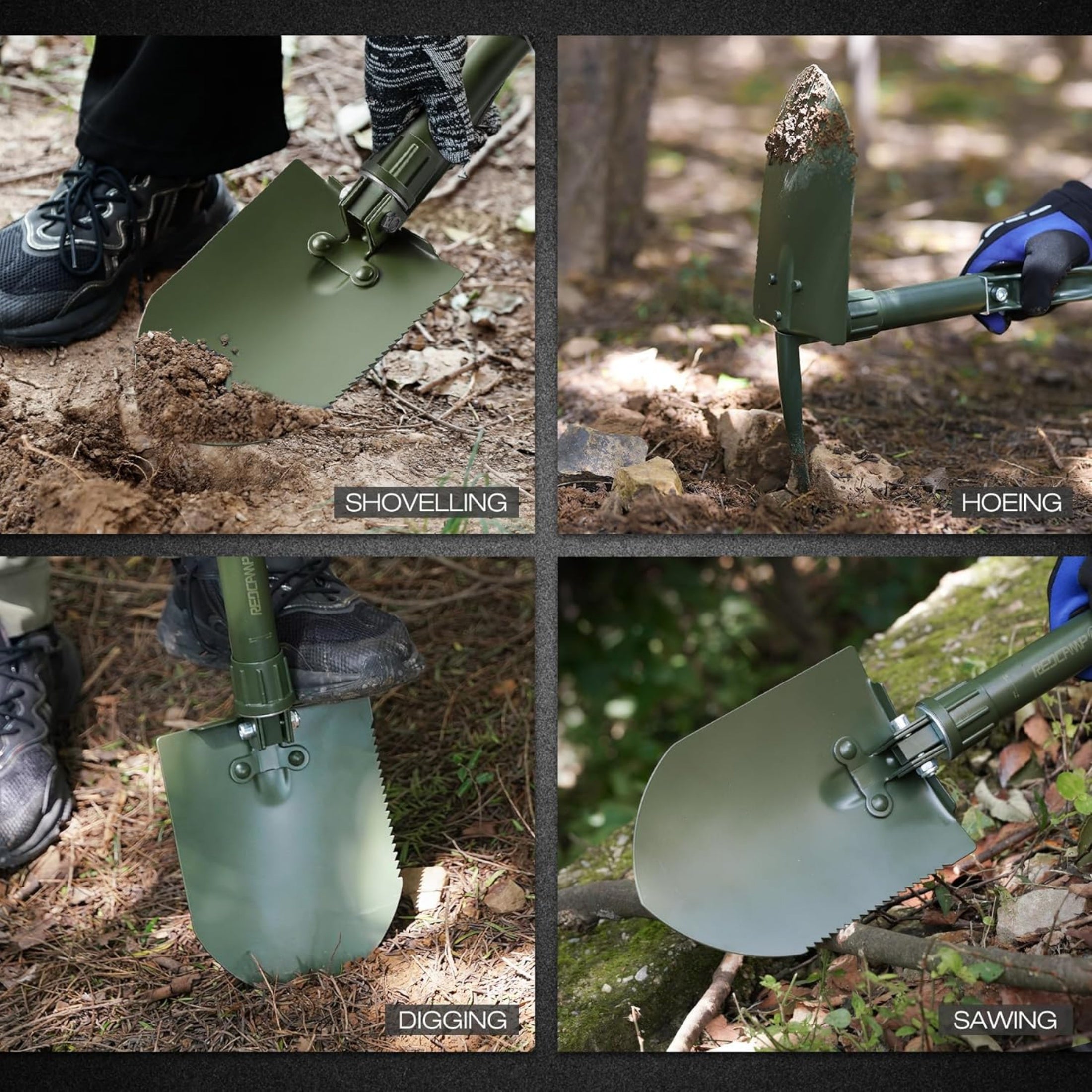 REDCAMP Military Folding Camping Shovel Heavy Duty Portable Entrenching Tool
