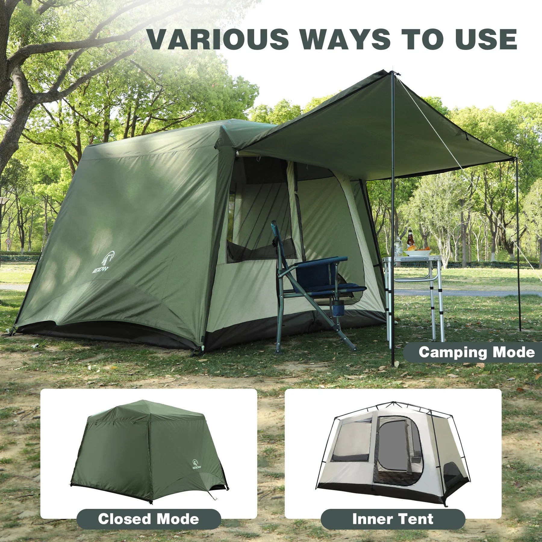 Large 6/8 Person Family Tent with Rainfly & Windproof