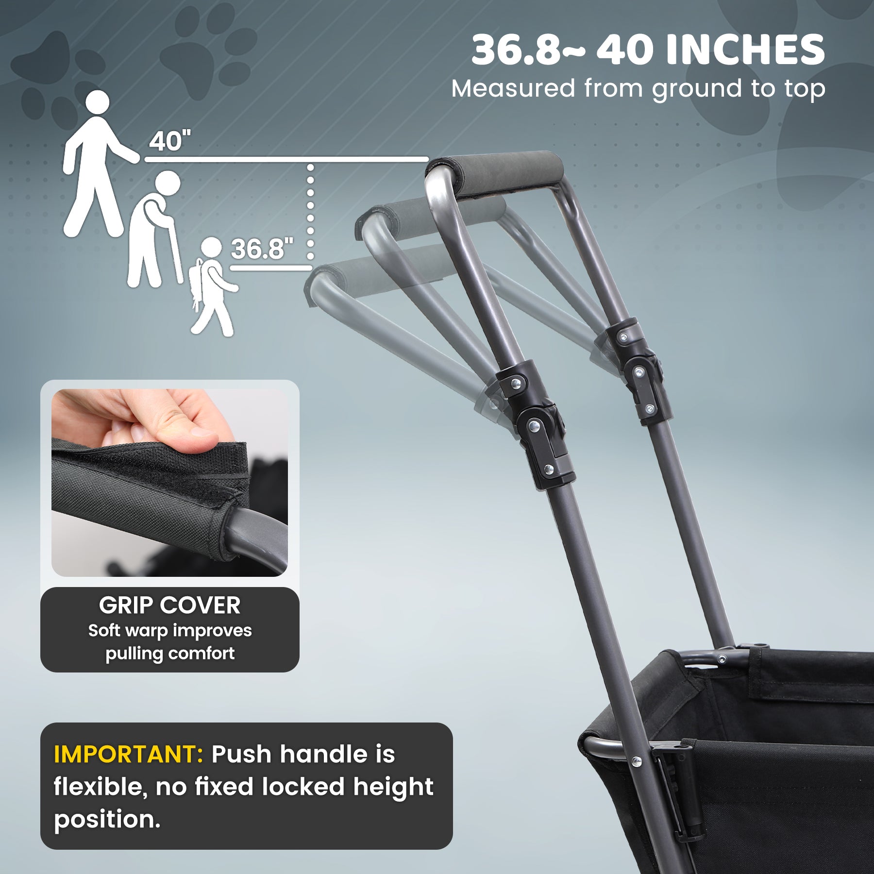 Folding Dog Wagon for Large Dogs with Extendable Rear and Canopy