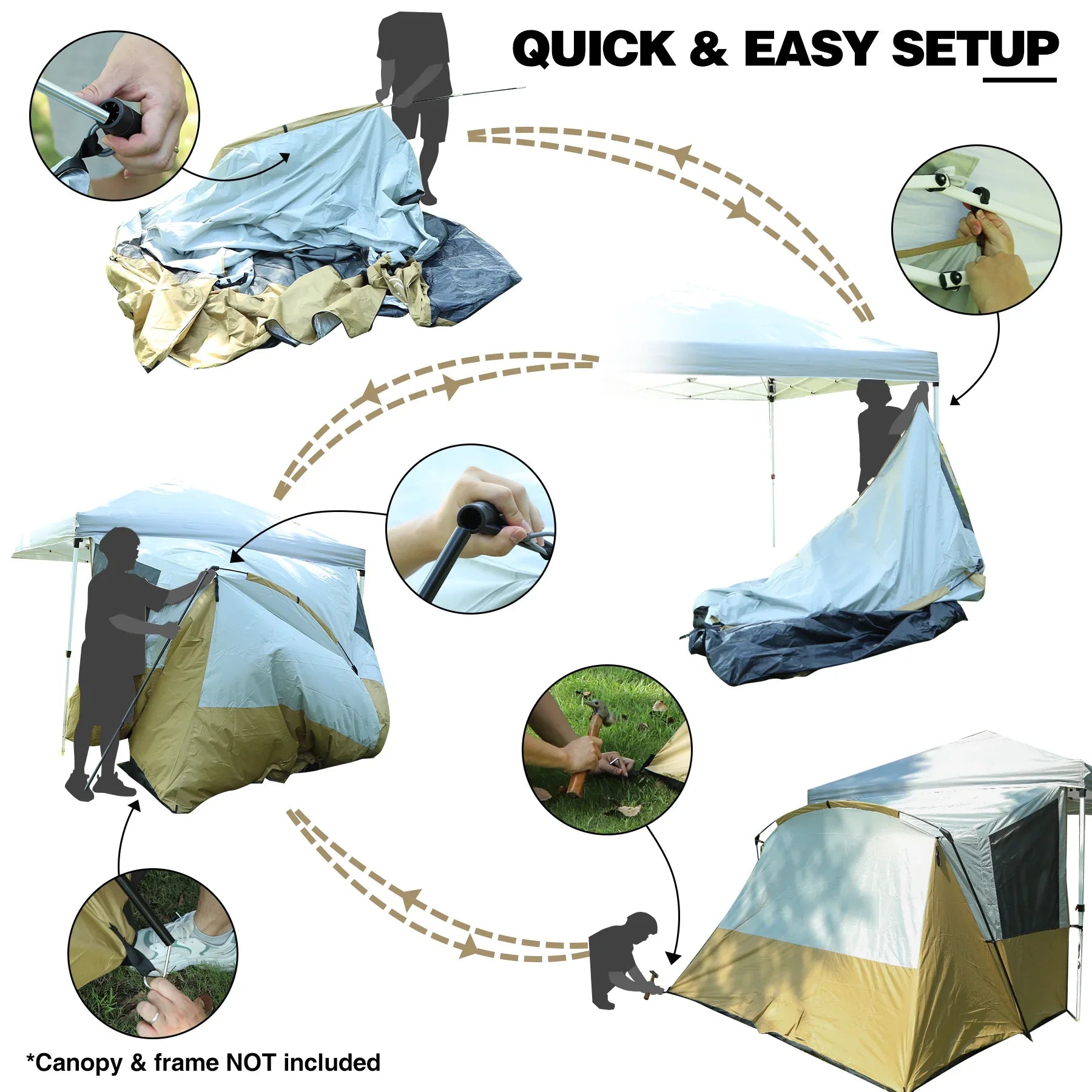 4-6 Person Side Tent for 10'x 10' Pop Up Canopy Tent