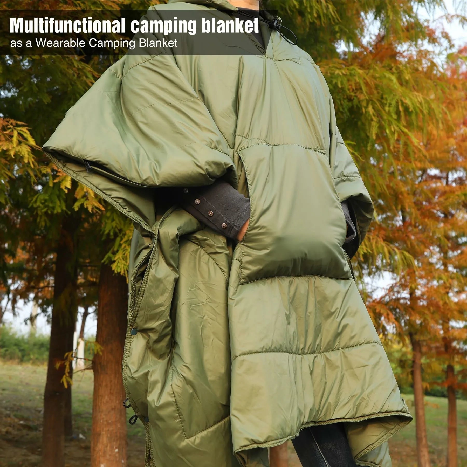Wearable Waterproof Camping Blanket with Hood - Redcamp