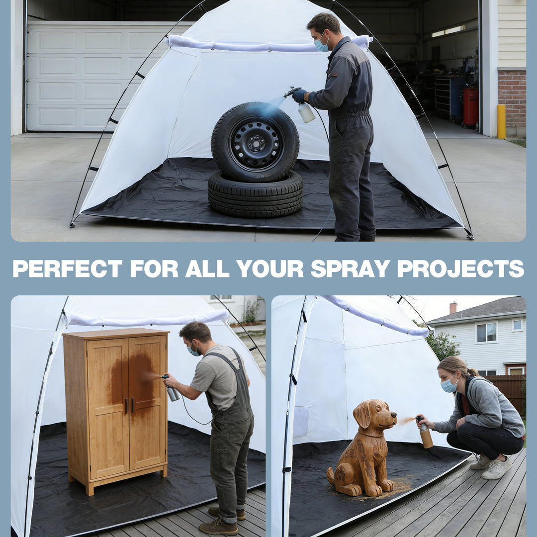 10x8ft Portable Paint Booth Tent with 6.5ft Walk-in Height