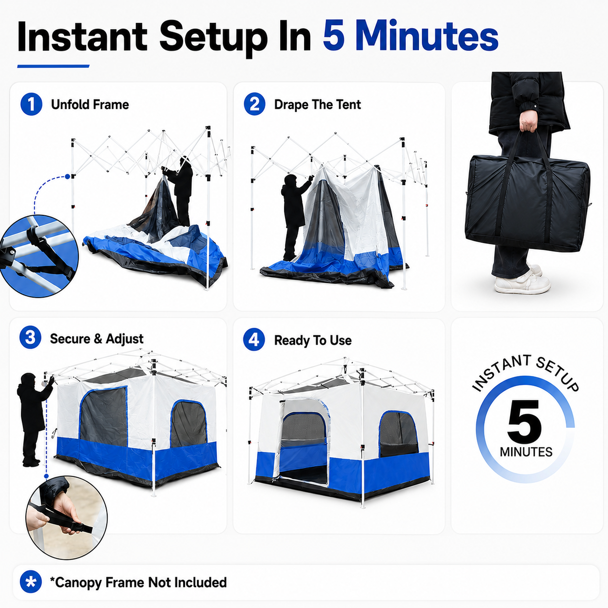 4-6 Person Canopy Camping Tent Inner Attachment