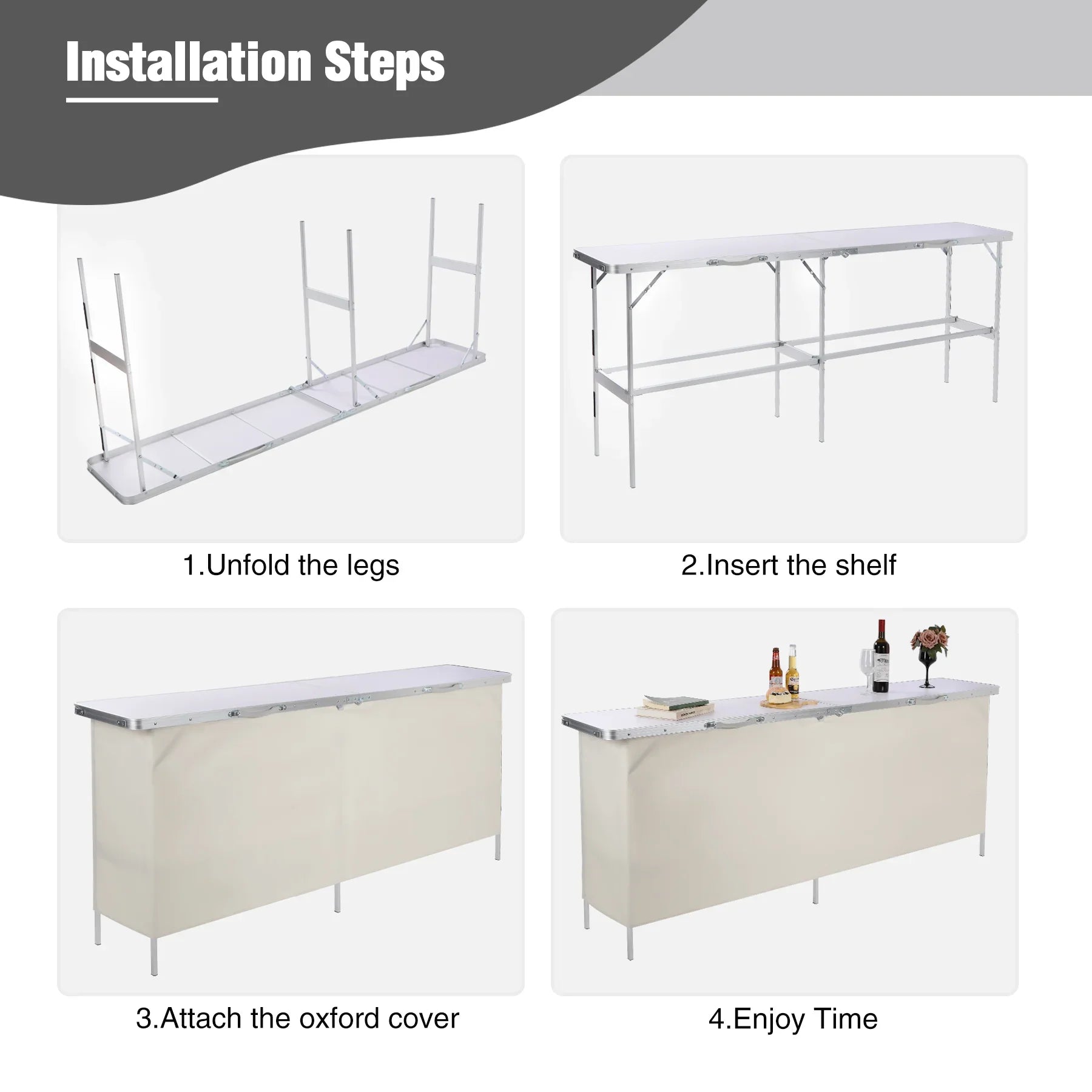 Table de bar portable pour événements avec double couche 