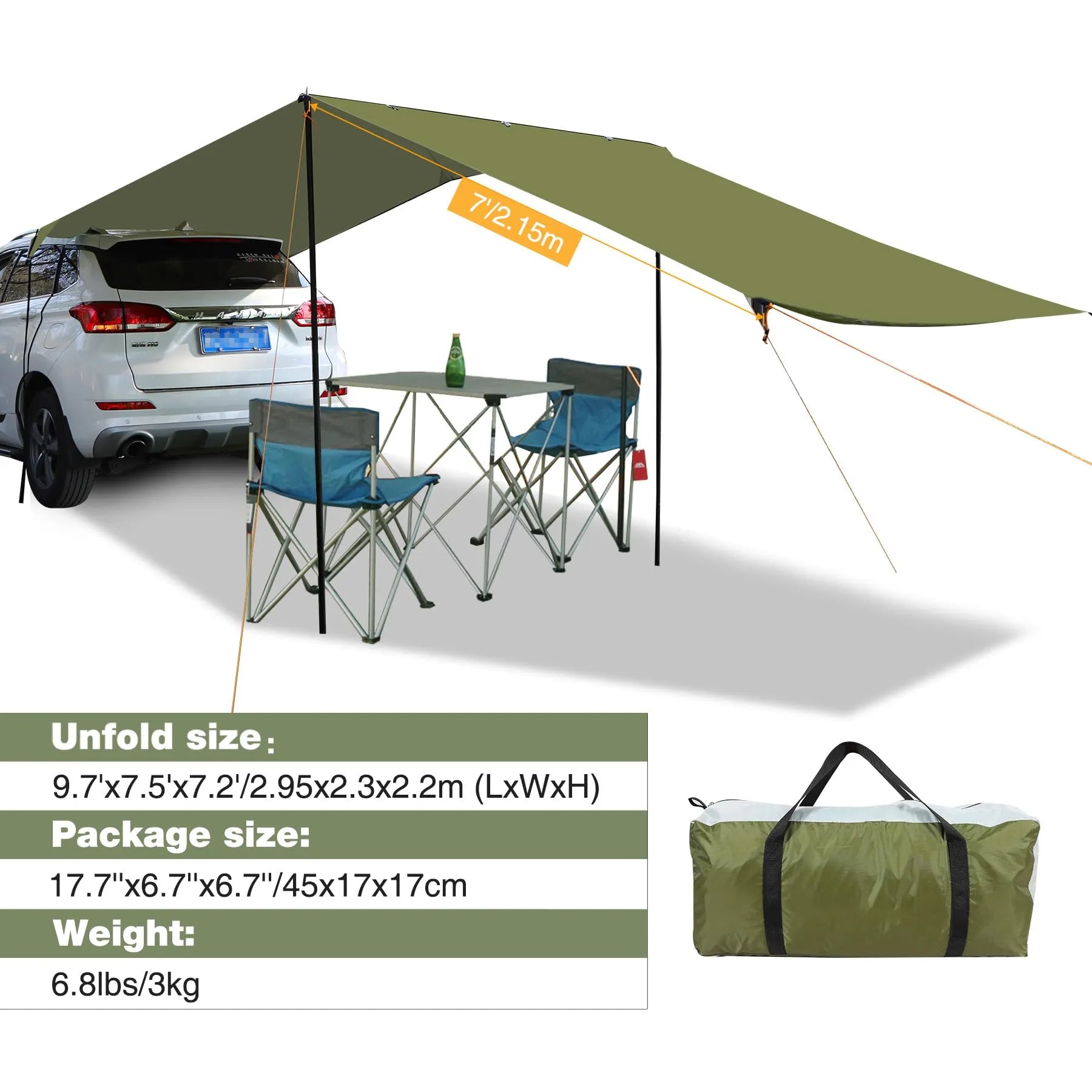 REDCAMP Portable Waterproof Auto Canopy Camper Trailer Sun Shade - Redcamp