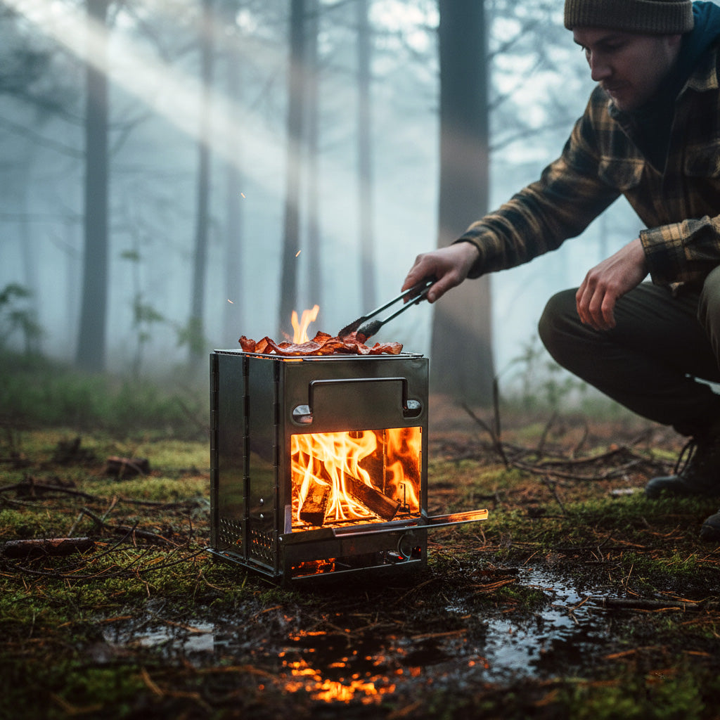 Wood Burning Camping Stove Folding with Pot Stand