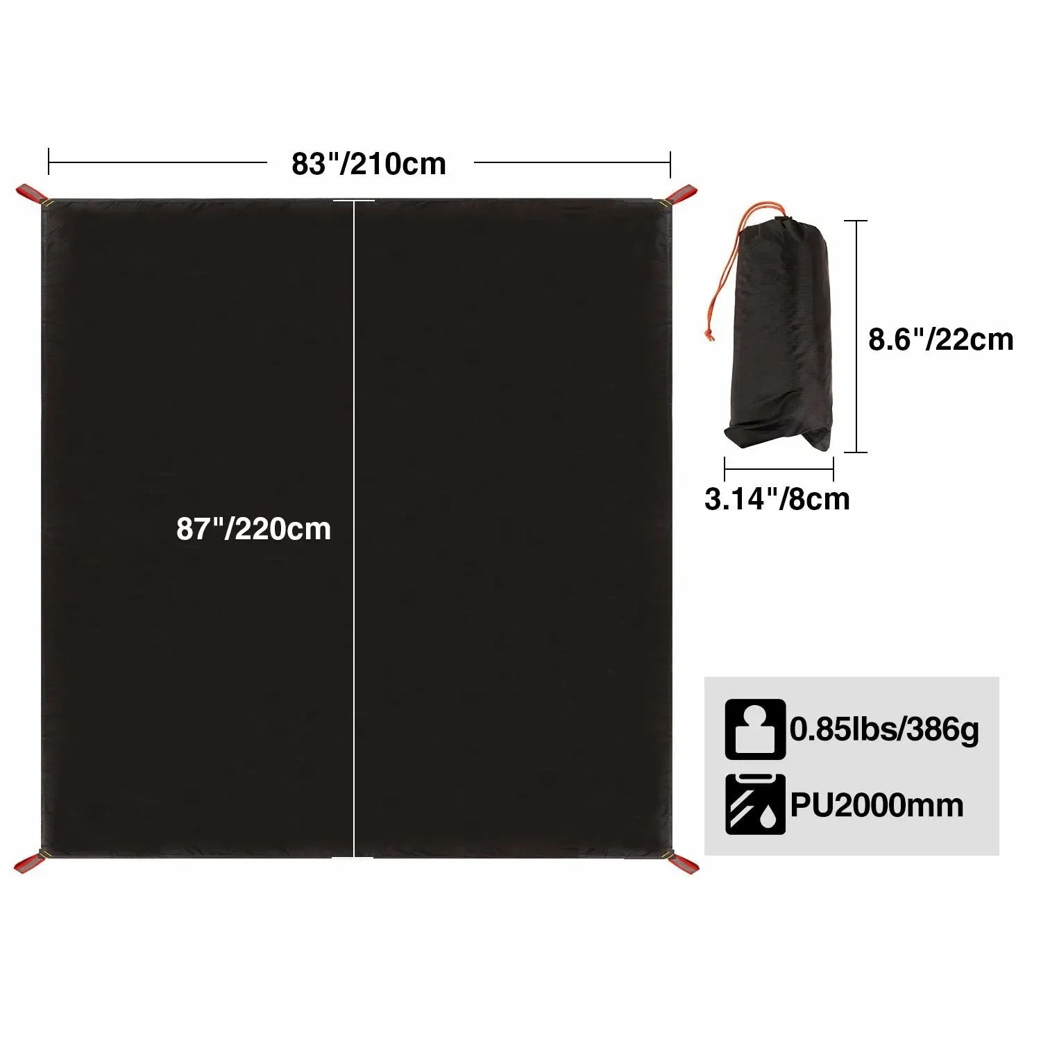 Ultralight Tent Footprint, PU 2000 Waterproof Camping Tent Tarp - Redcamp