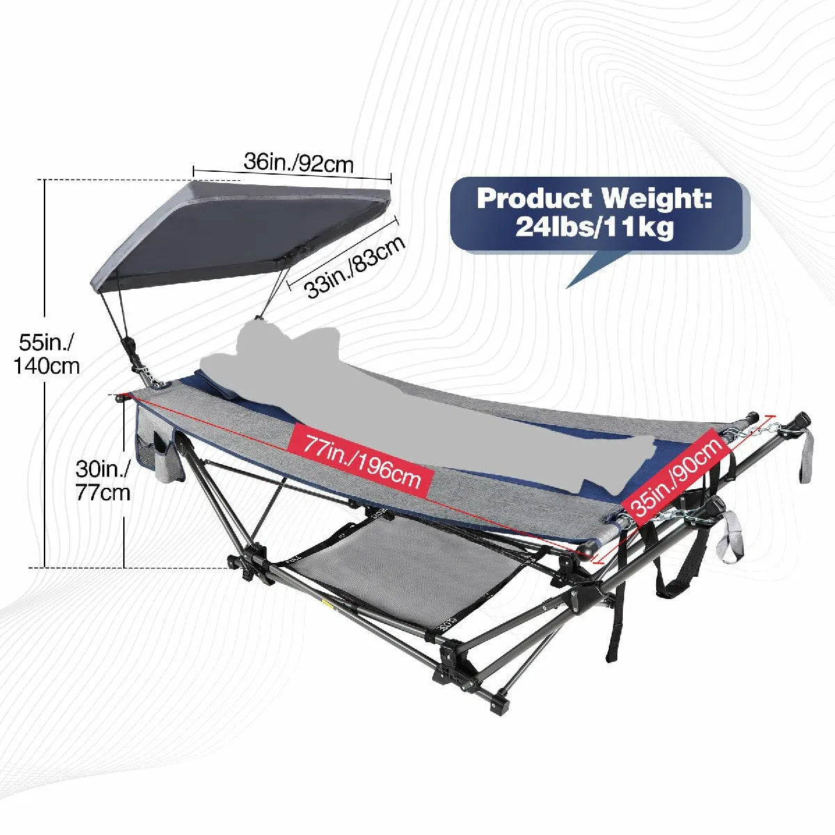 Portable Folding Hammock with Removable Canopy and Pillow - Redcamp