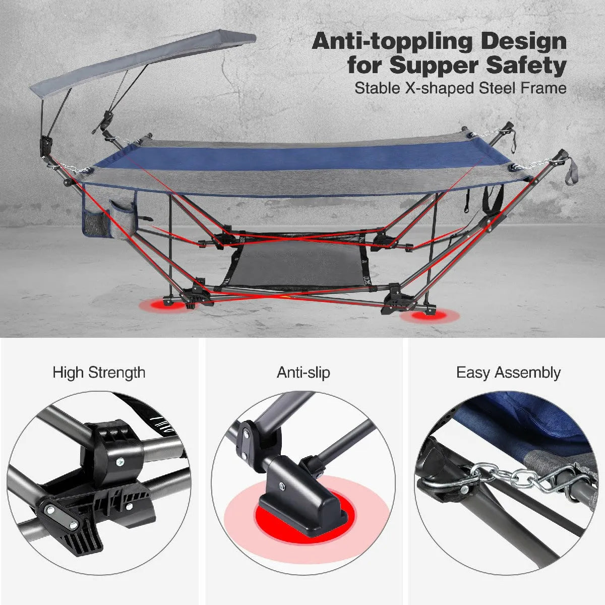 Portable Folding Hammock with Removable Canopy and Pillow - Redcamp