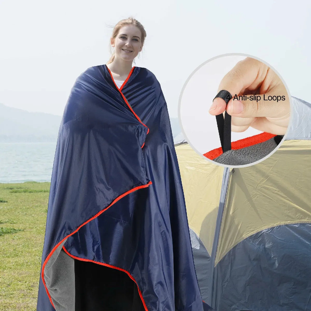 Waterproof Warm Stadium Blanket 79"x79" for Camping & Events - Redcamp
