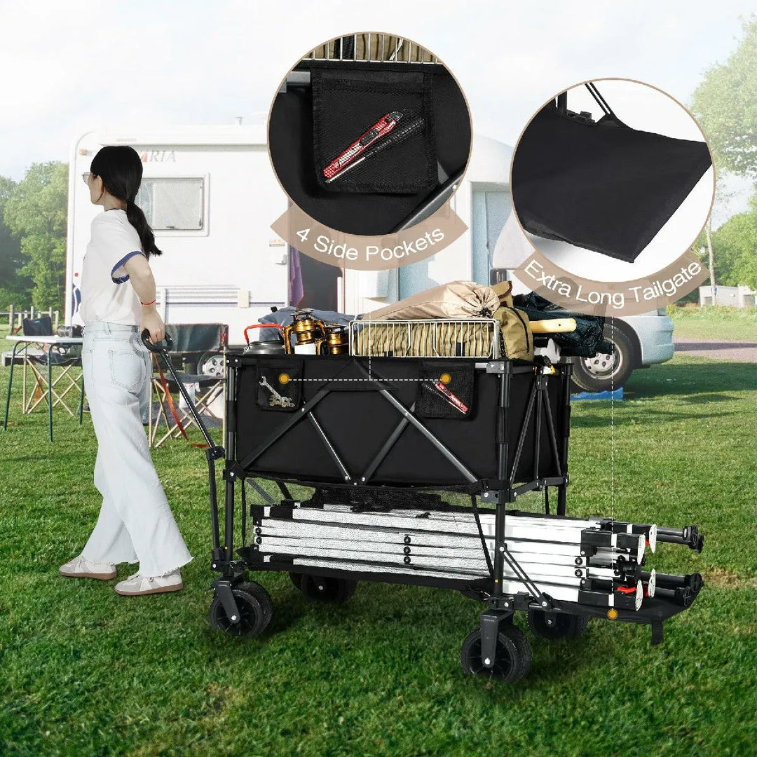 Large Collapsible Double Decker Wagon, 450lbs Heavy Duty - Redcamp