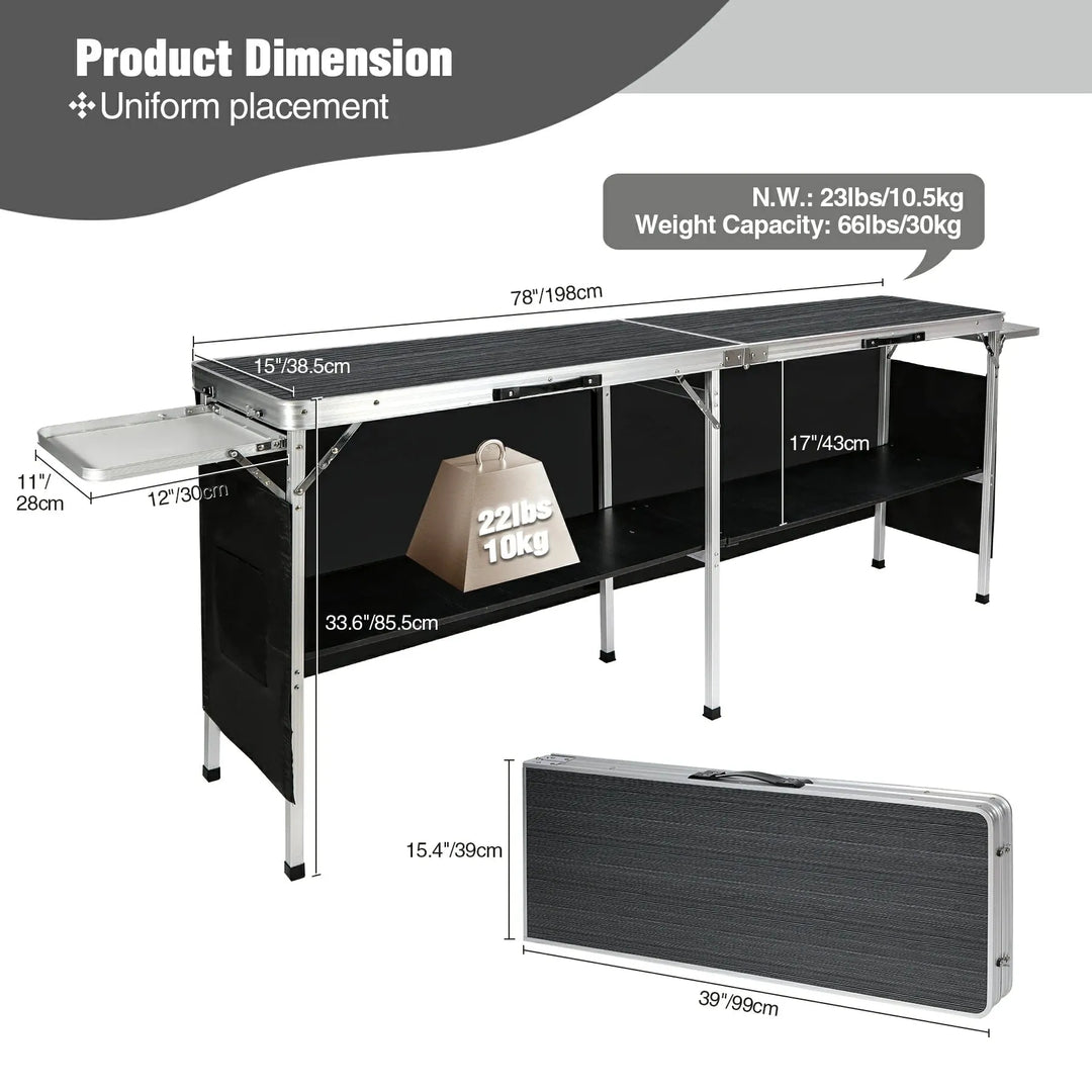 Portable Bar Table for Events with Double Layer - Redcamp
