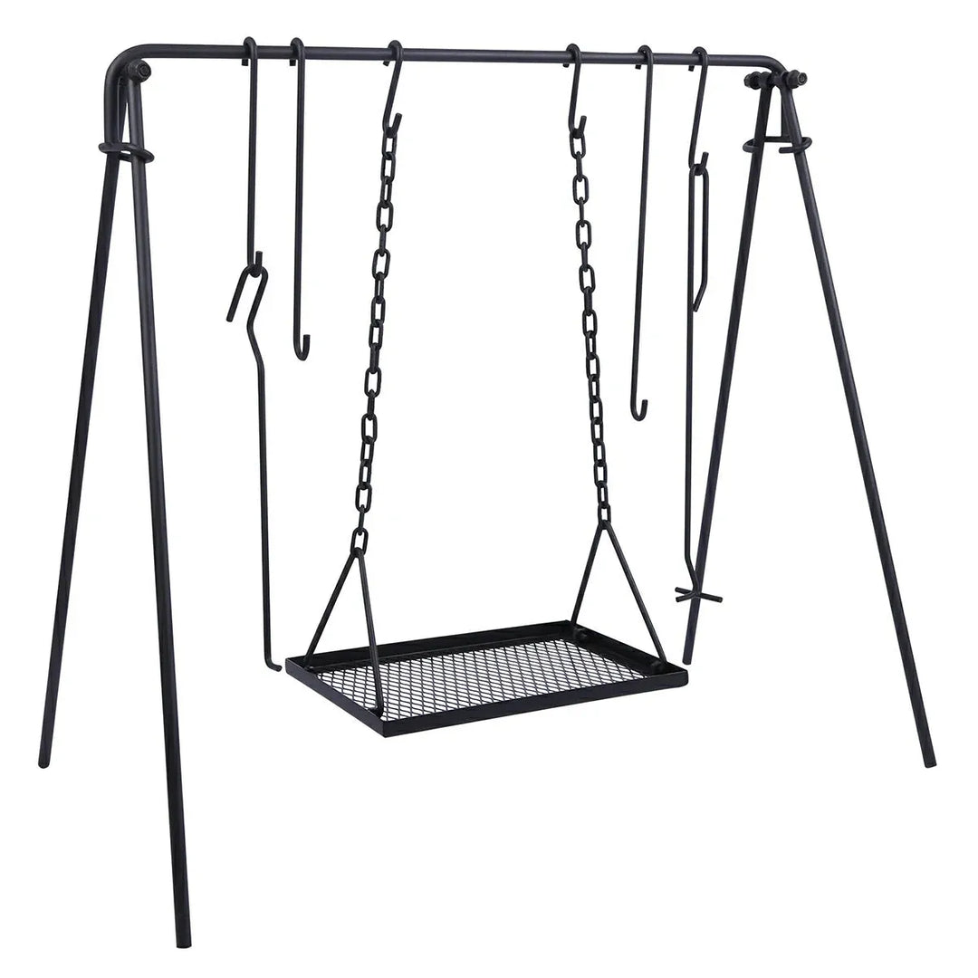Portable Hanging Campfire Swing Grill Stand with Dutch Oven Lid Lifter & Hooks For Outdoor Cooking - Redcamp
