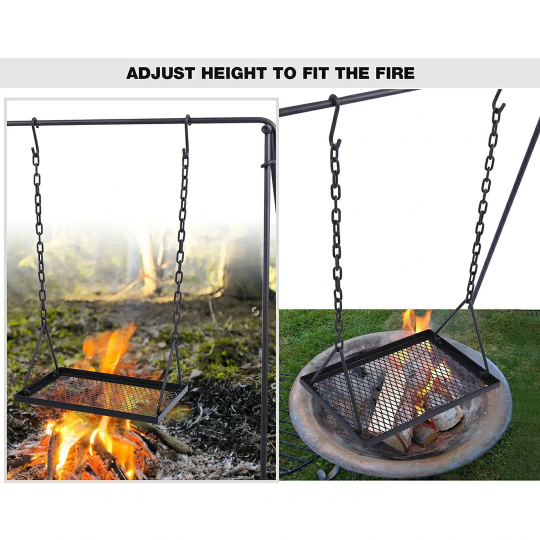 Portable Hanging Campfire Swing Grill Stand with Dutch Oven Lid Lifter & Hooks For Outdoor Cooking - Redcamp