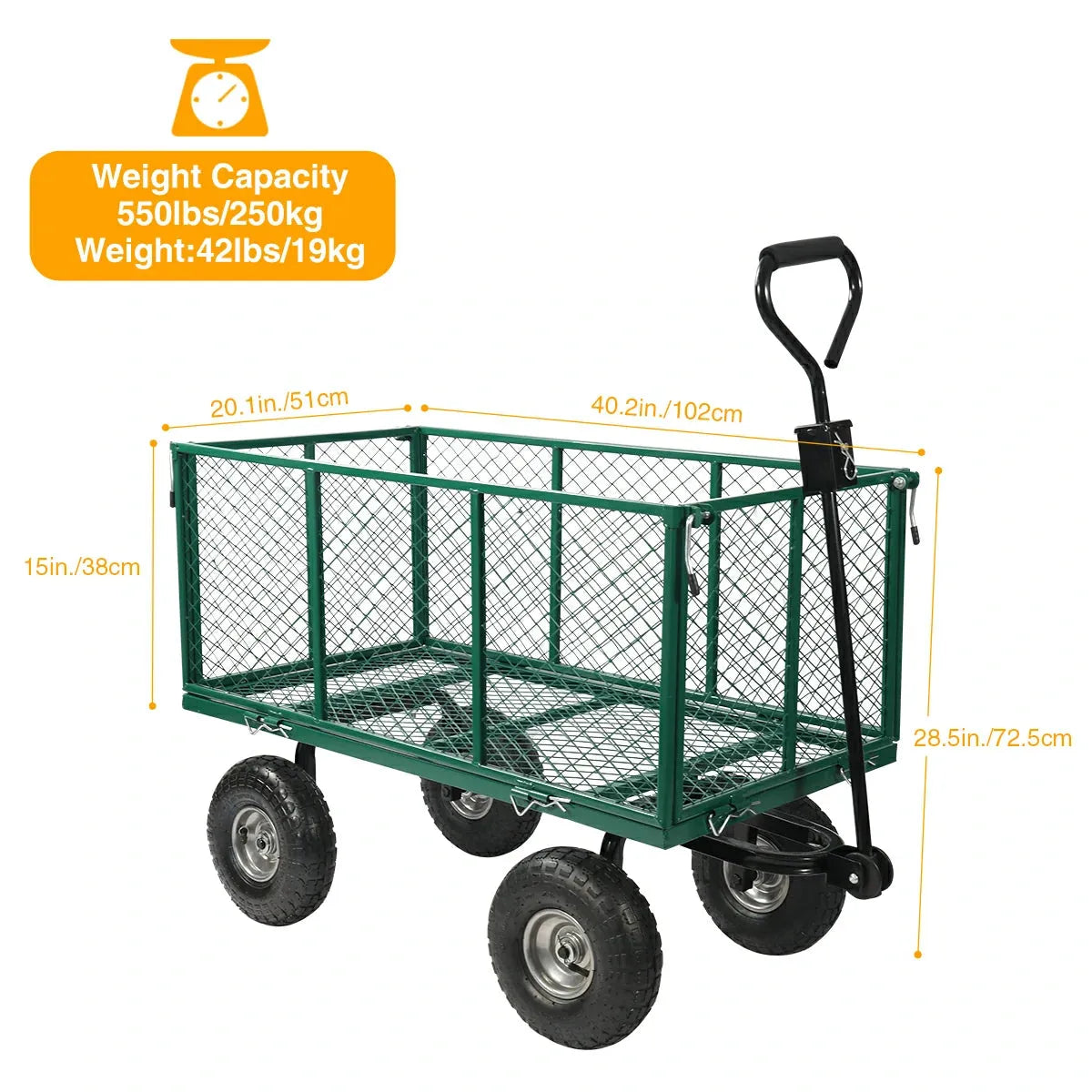 Mesh Steel Garden Cart - Redcamp