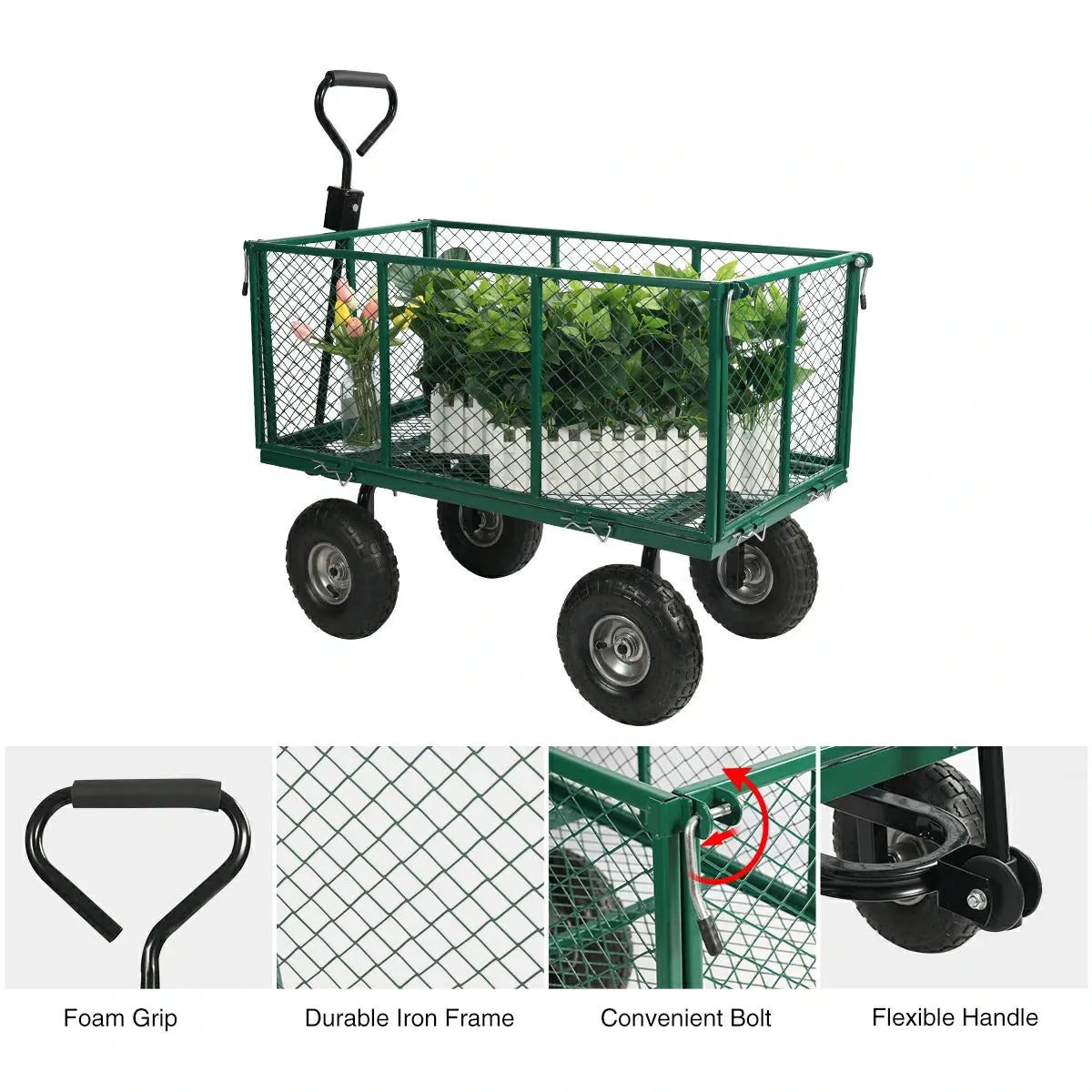 Mesh Steel Garden Cart - Redcamp