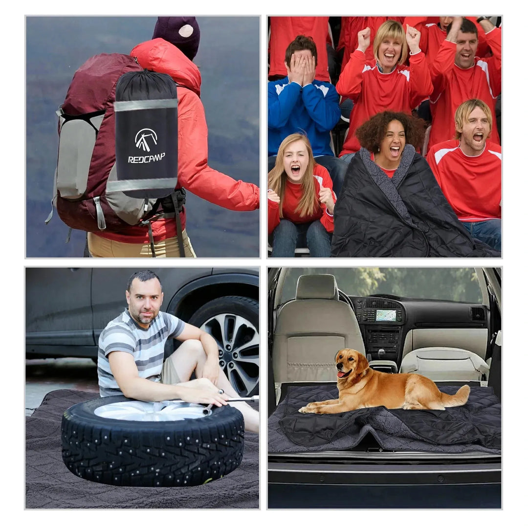 Waterproof Stadium Blanket with Sherpa Lining - Redcamp