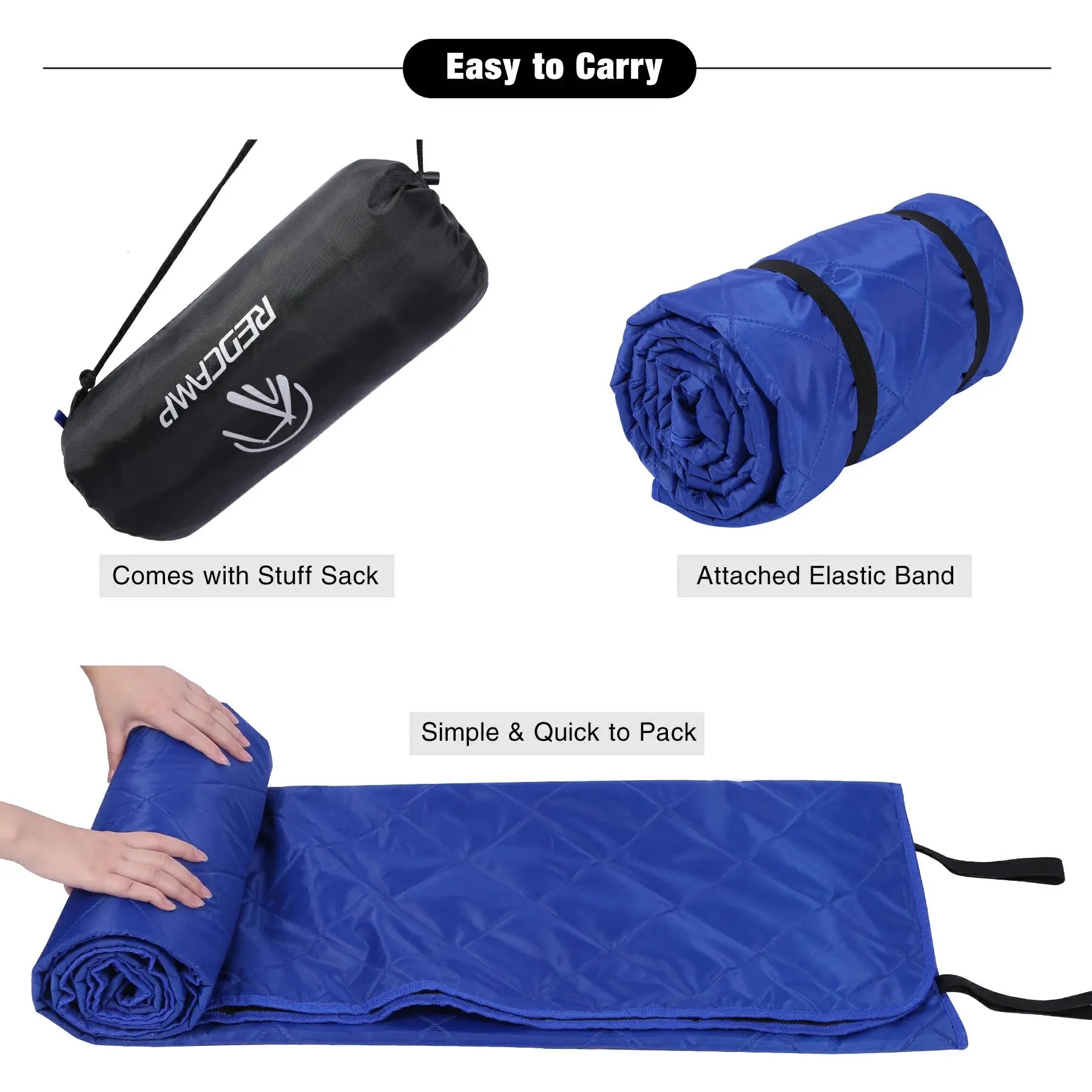 Outdoor Waterproof Blanket with Warm Fleece - Redcamp