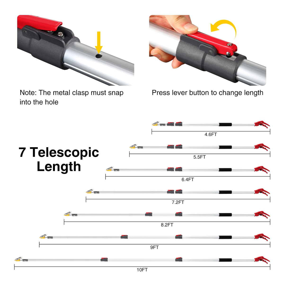 REDCAMP pole saw and pruning head for elevated branch trimming and fruit harvesting
