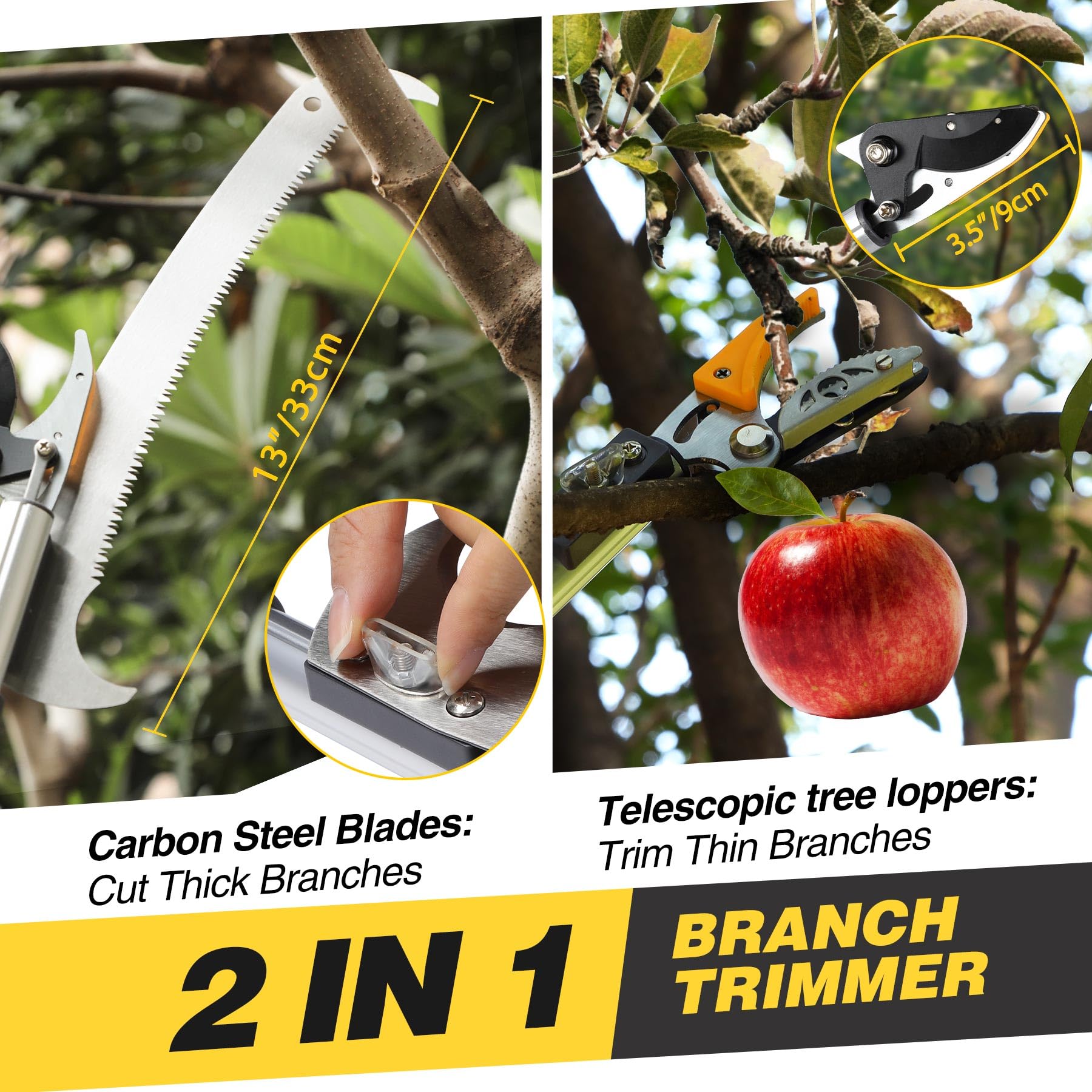 REDCAMP hand pruning shears with locking mechanism, spring, and contoured handles