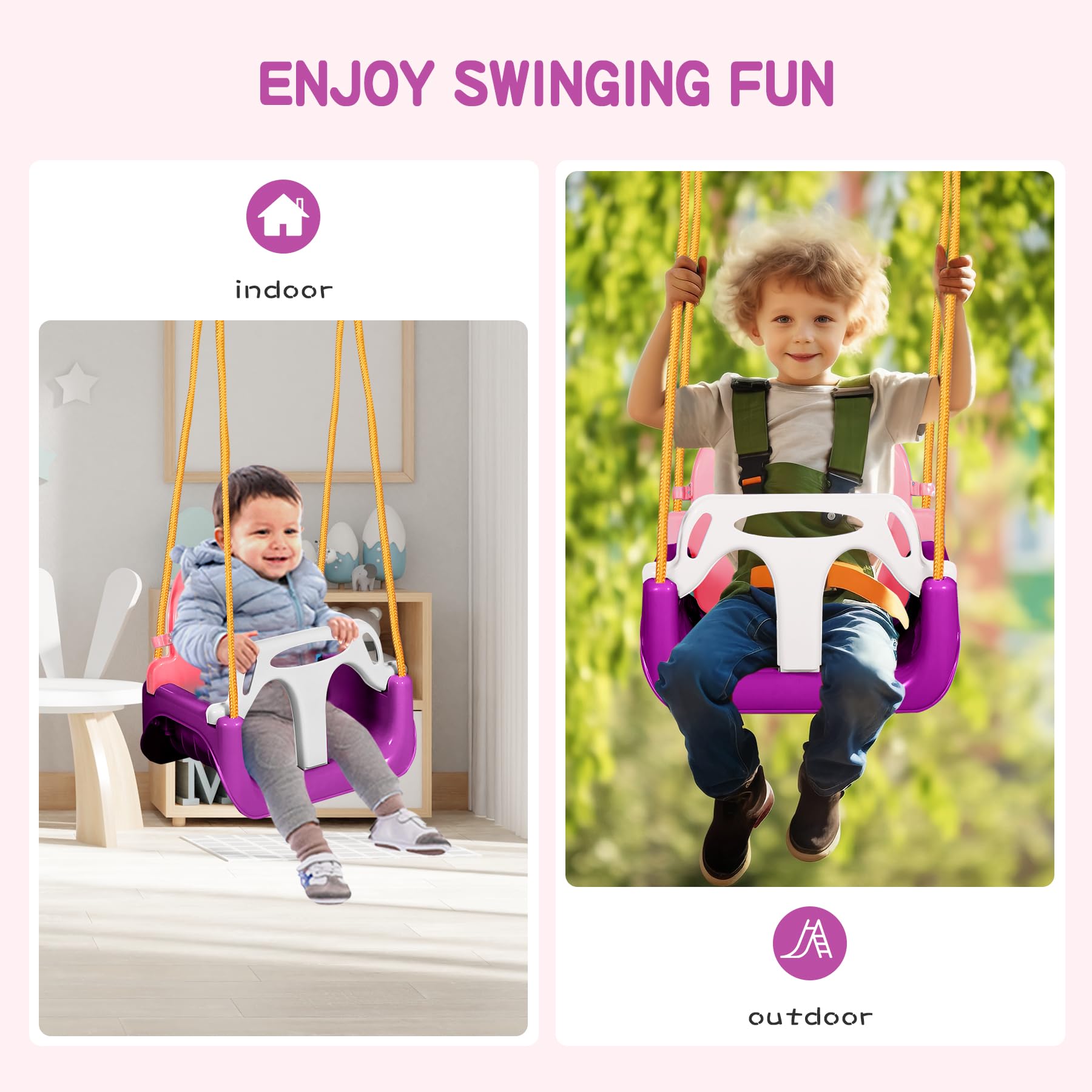 REDCAMP convertible swing seat set up for indoor and outdoor use