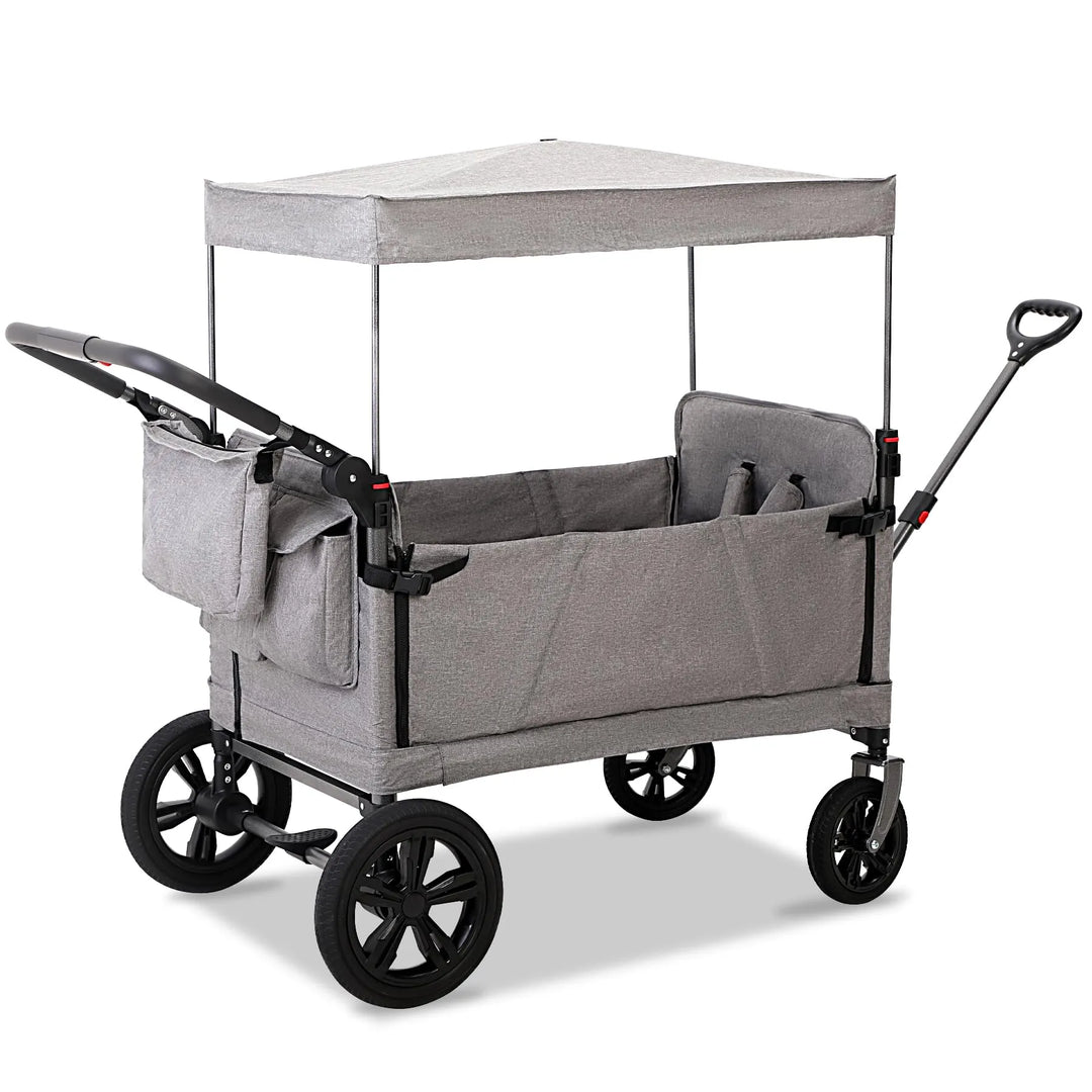 Stroller Wagon for 2 Kids ，Foldable Push Pull Wagon with Canopy