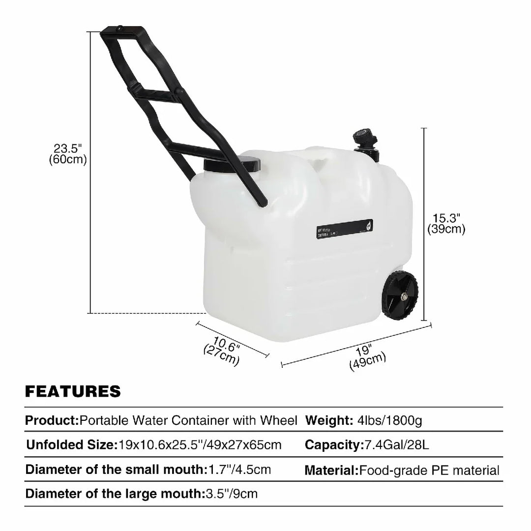Réservoir d'eau REDCAMP de 7,4 gallons avec roues et poignée pliable 
